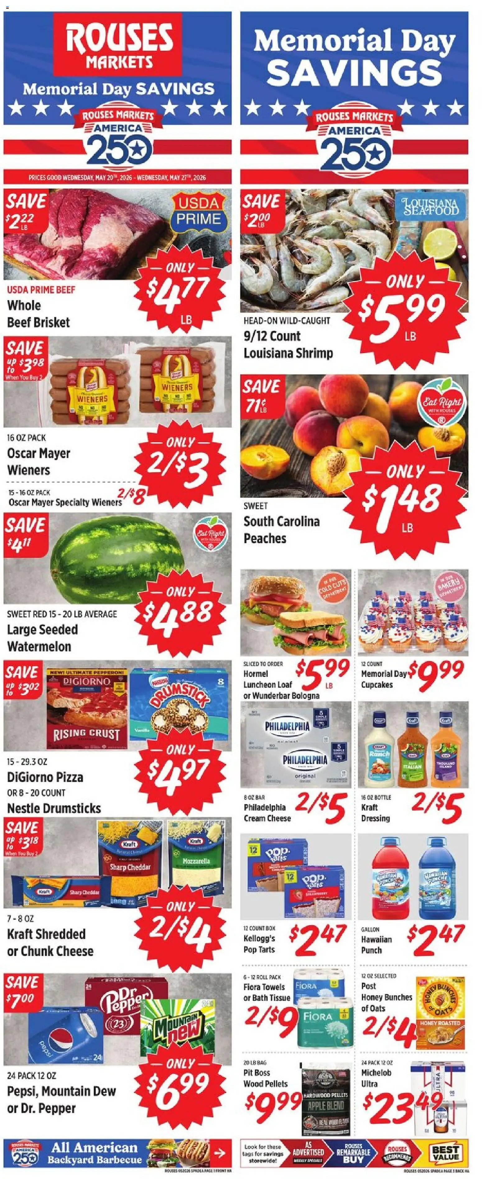 Rouses Weekly Ad - MS - valid from 20.05.2026 | Page: 2 | Products: Peaches, Bath, Pizza, Watermelon