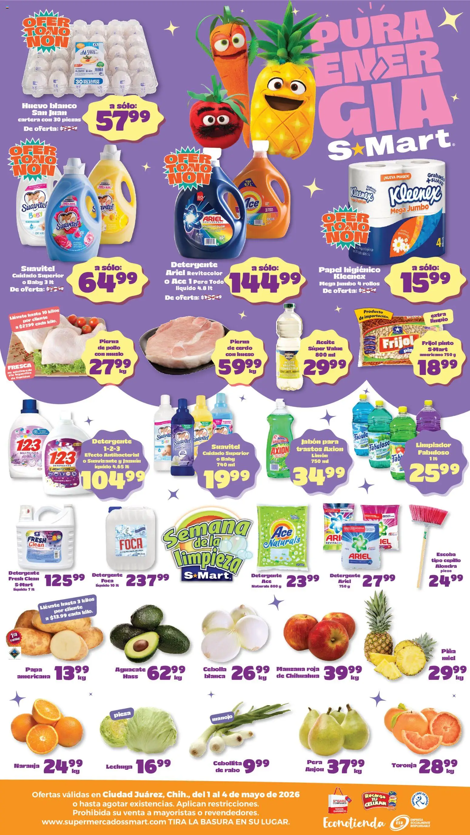 Nuevas ofertas de S-Mart válidas en toda la República Mexicana desde el 01.05.2026. ¡Encuentra las mejores ofertas en S-Mart folleto Juárez! | Página: 2 | Productos: Detergente, Cepillo, Limón, Aguacate