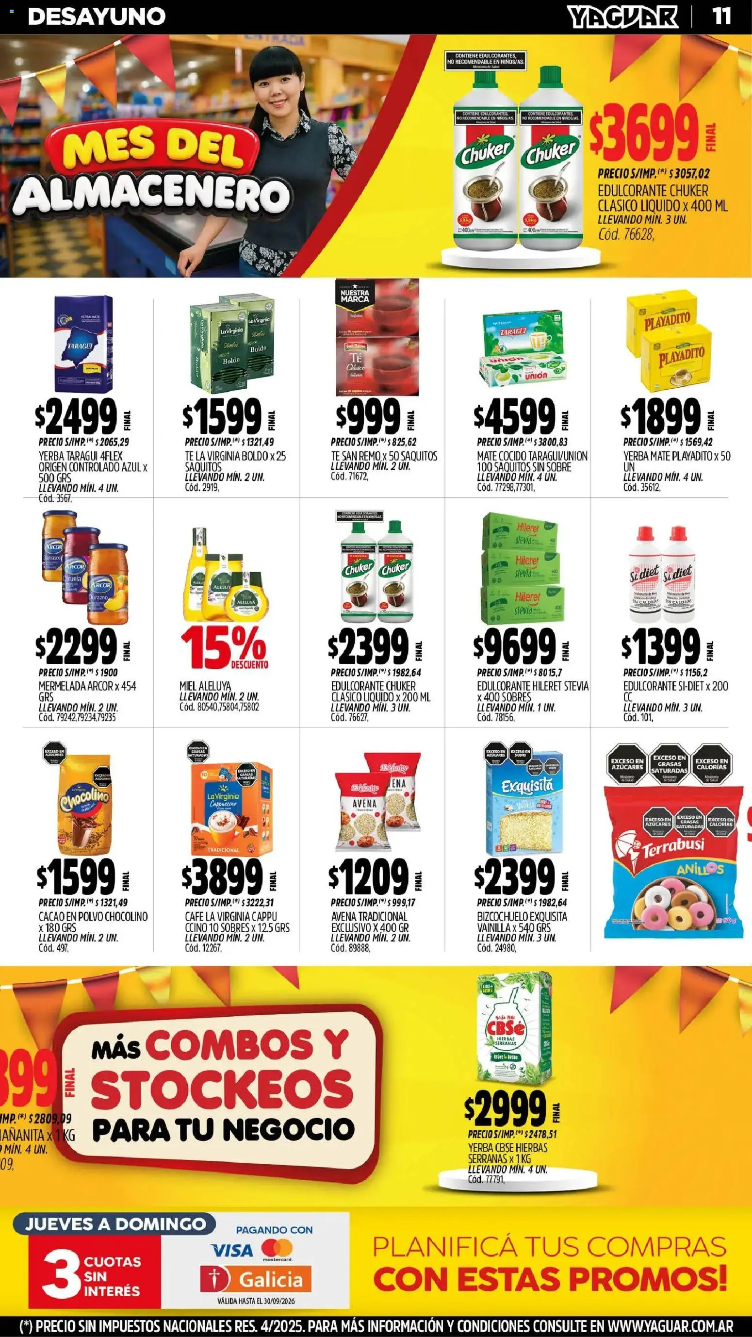 Yaguar - Oferta Semanal Mendoza │ válido desde el 31/08/2026 | Página: 11 | Productos: Mate, Avena, Té, Cacao