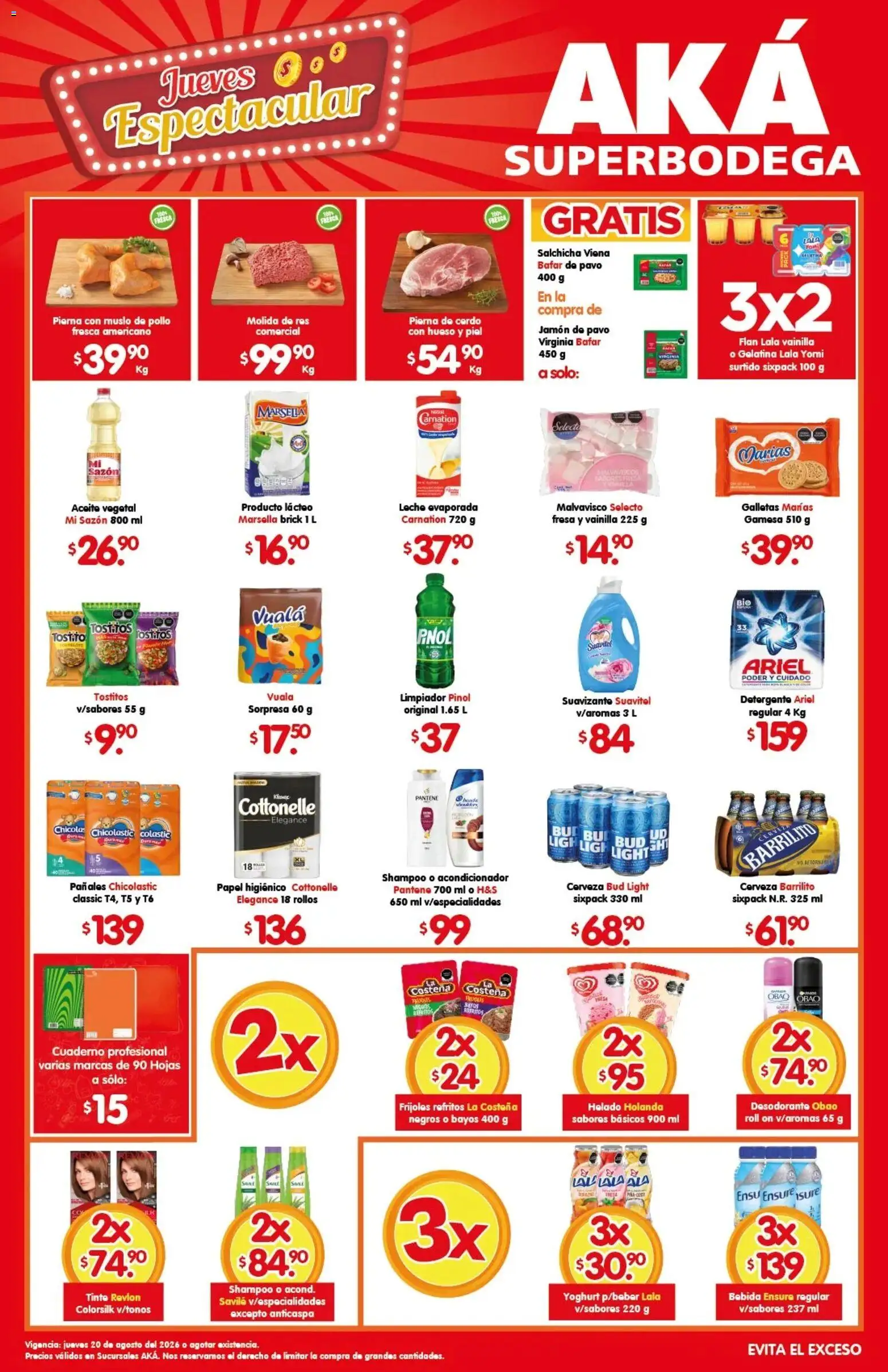 Nuevas ofertas de Arteli válidas en toda la República Mexicana desde el 20/08/2026. ¡Encuentra las mejores ofertas en Arteli folleto Aká Superbodegas! | Página: 1 | Productos: Detergente, Frijoles, Res, Shampoo