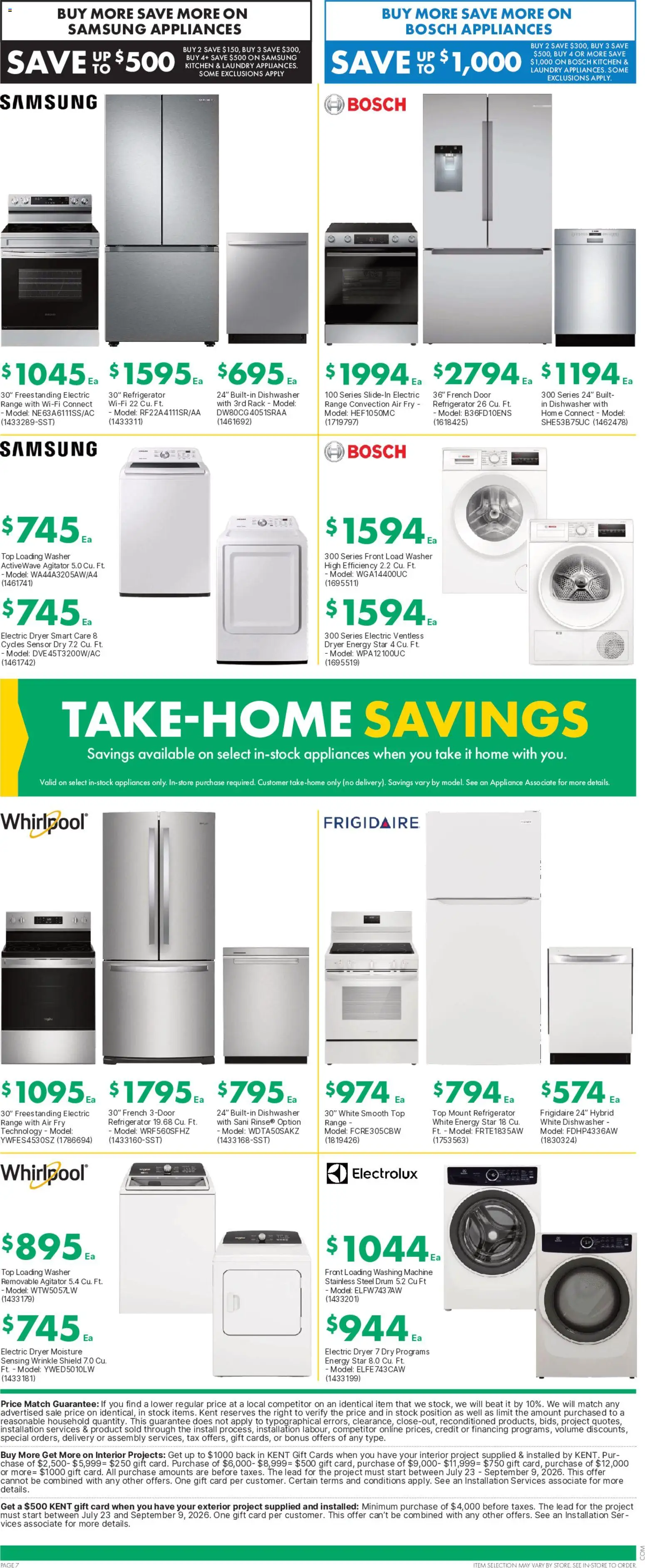 Kent flyer valid from Sep 3, 2026 | Page: 9 | Products: Refrigerator, Washing machine, Dryer, Dishwasher