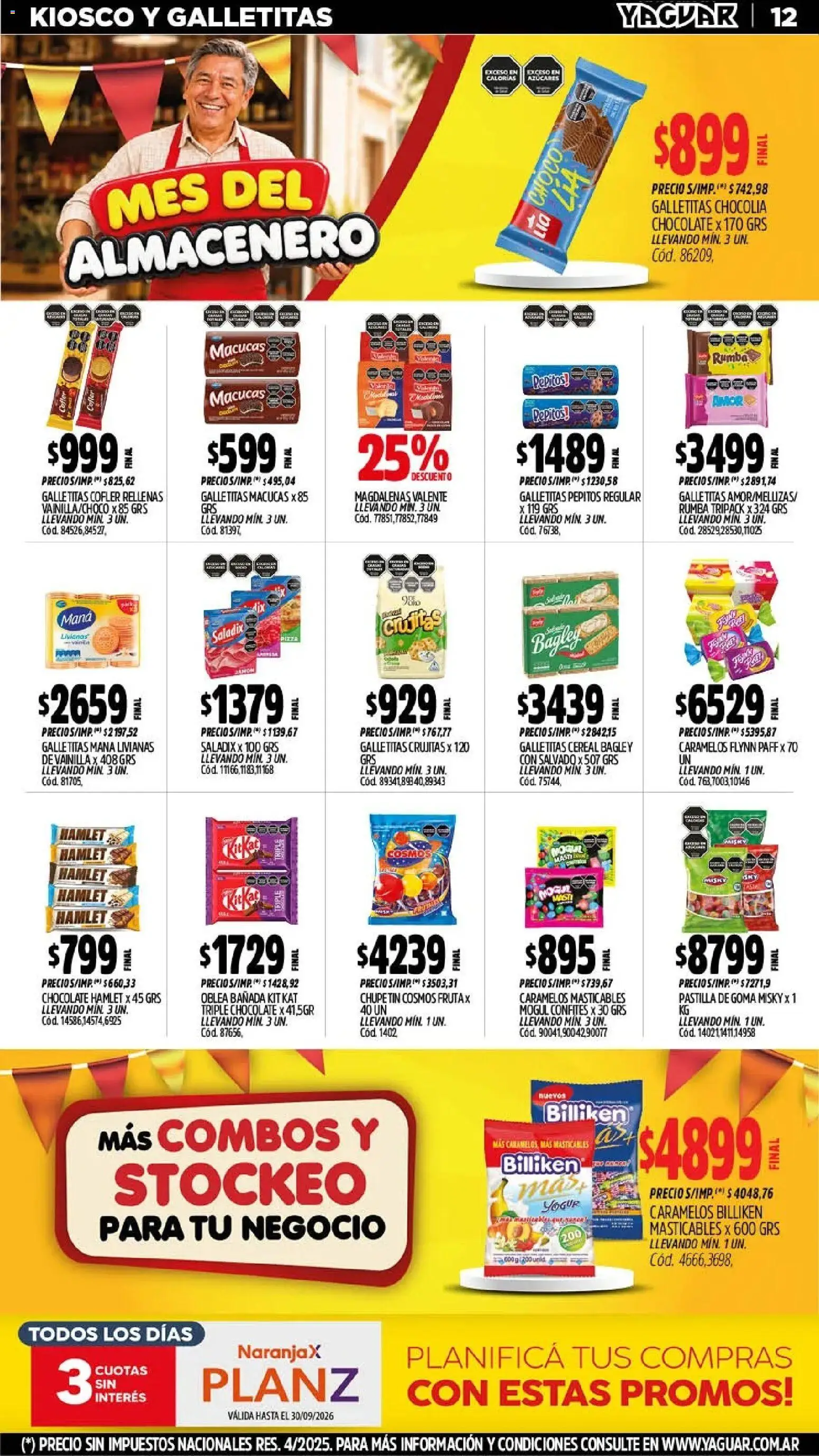 Yaguar - Oferta Semanal Mendoza │ válido desde el 21/09/2026 | Página: 12 | Productos: Vainilla, Galletitas, Chocolate, Fruta