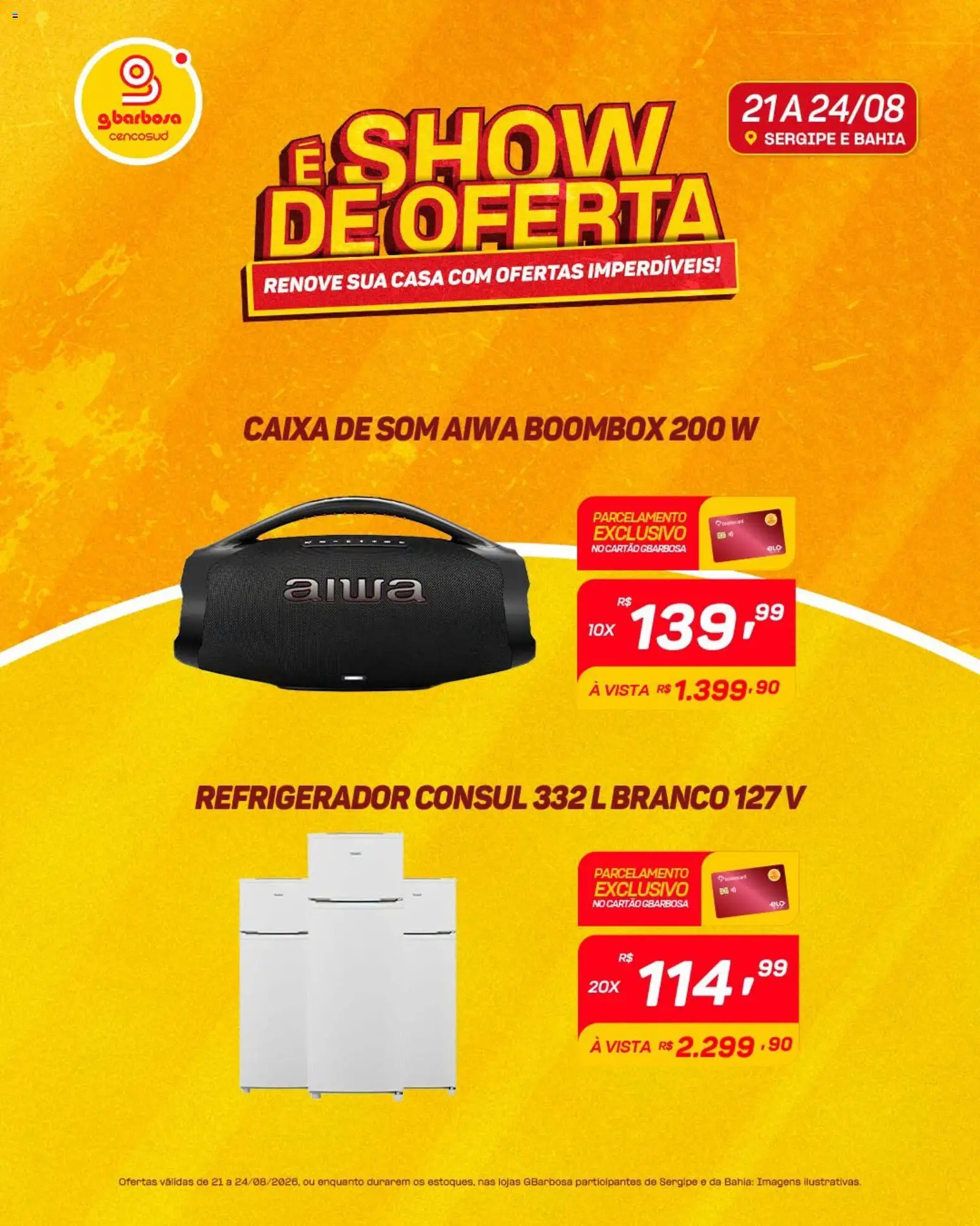 Gbarbosa Folheto - válido de 21/08/2026 | Página: 3 | Produtos: Caixa de som, Refrigerador, Caixa