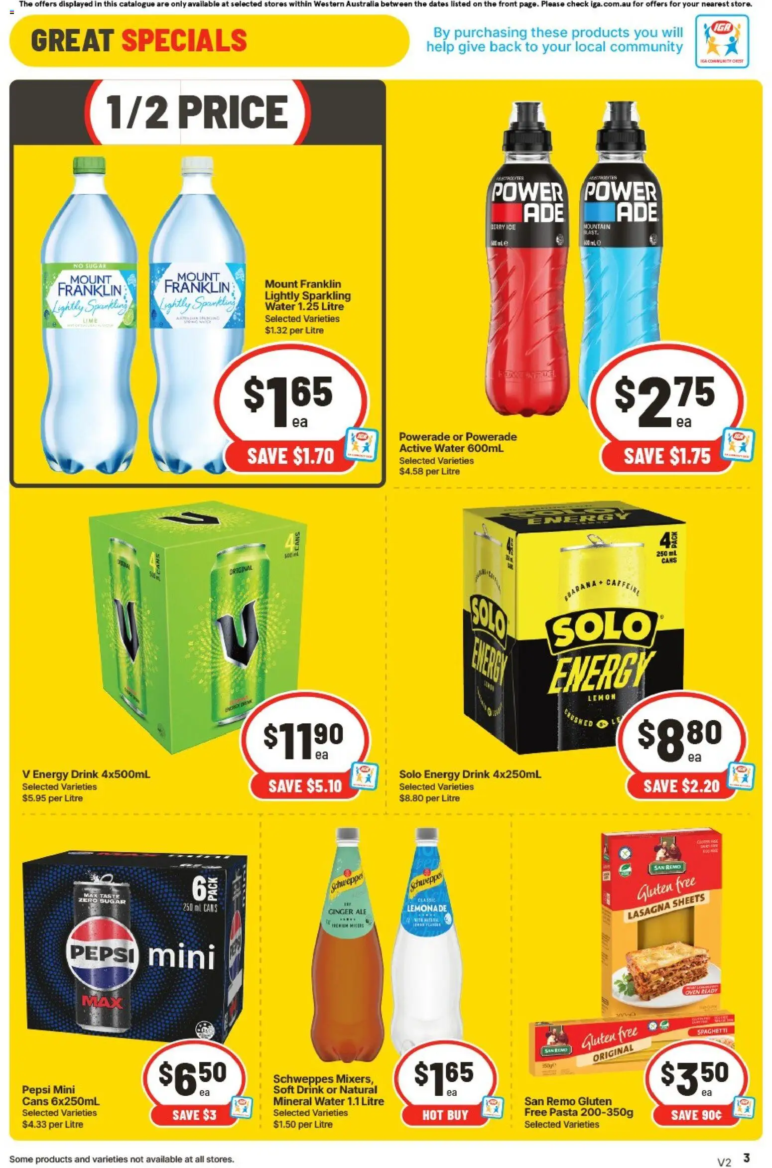 IGA catalogue - valid from 12/08/2026 | Page: 3 | Products: Pasta, Mineral water, Spaghetti, Ice