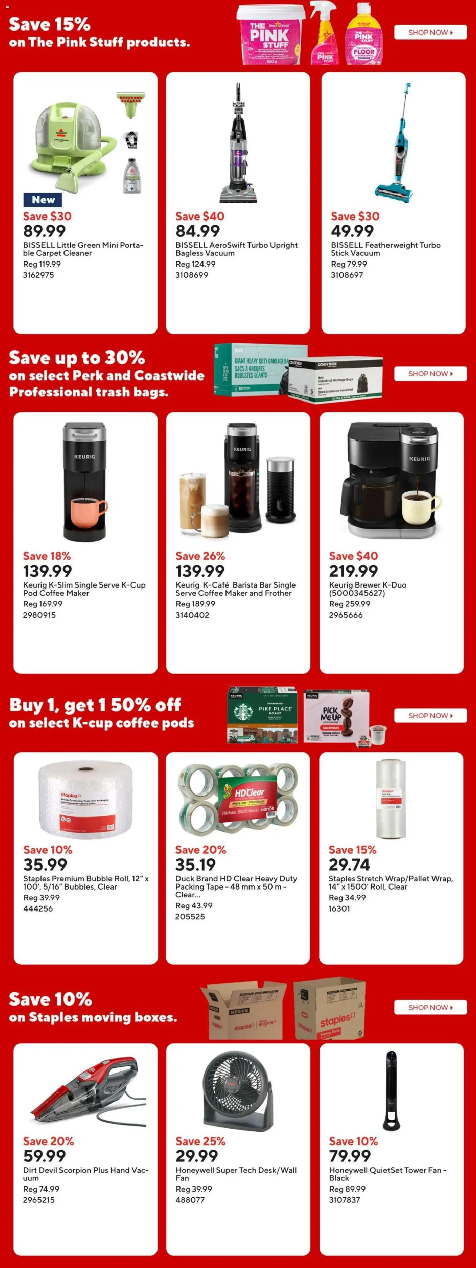 Staples flyer valid from Jul 17, 2026 | Page: 3 | Products: Fan, Duck, Carpet, Coffee
