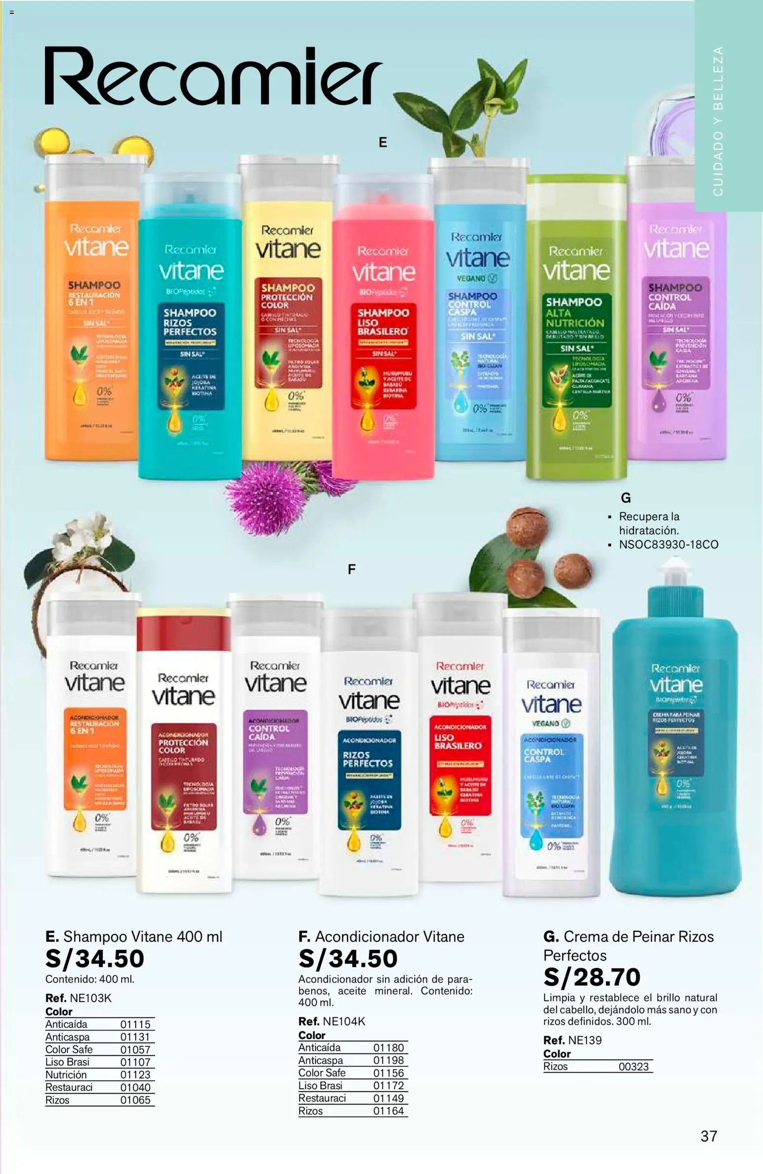 Catálogo Leonisa válido desde 24/08/2026 | Página: 37 | Productos: Shampoo, Acondicionador, Sal, Aceite