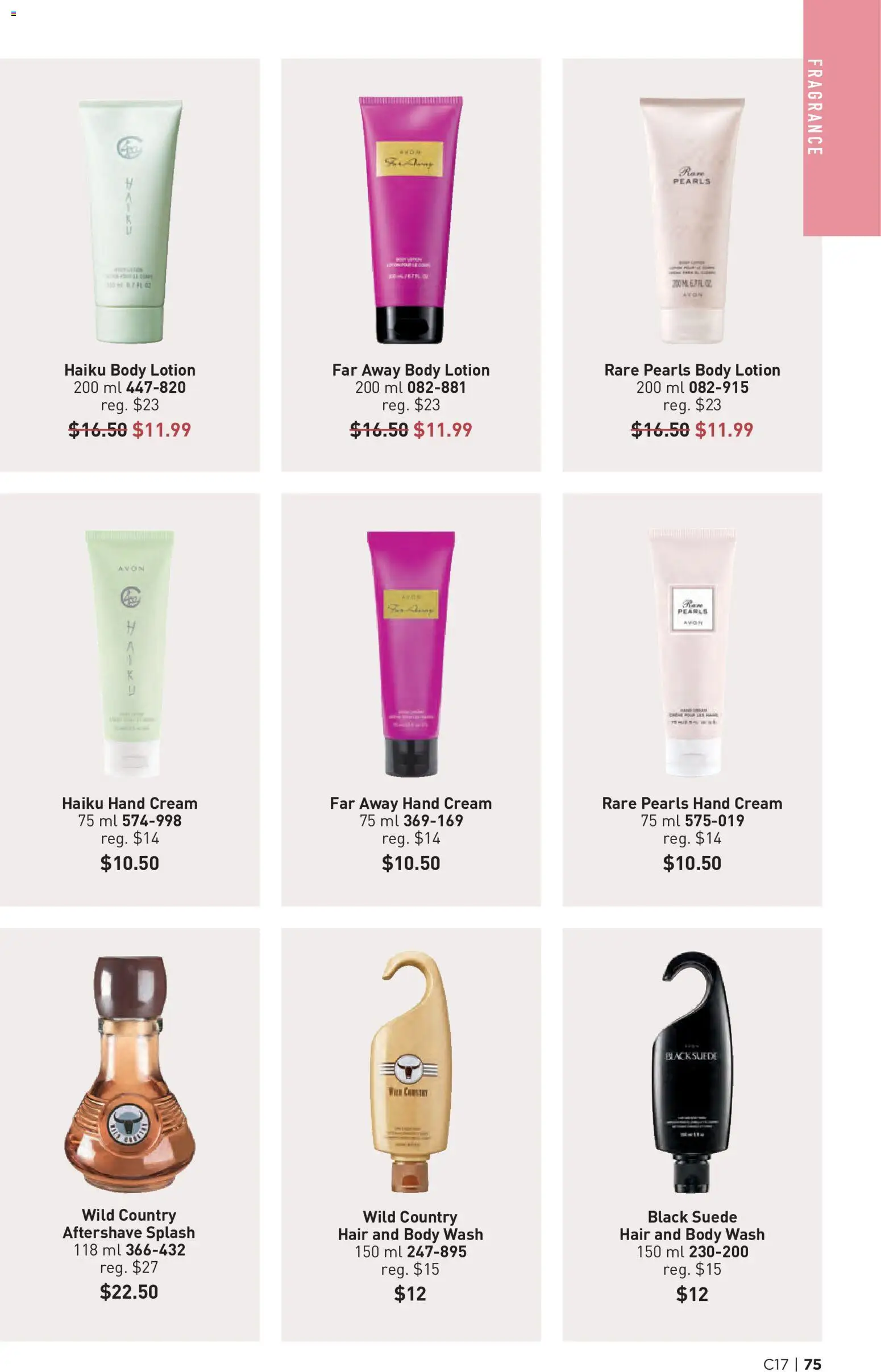 Avon flyer valid from Aug 13, 2026 | Page: 75 | Products: Cream, Body lotion, Hand cream, Body wash
