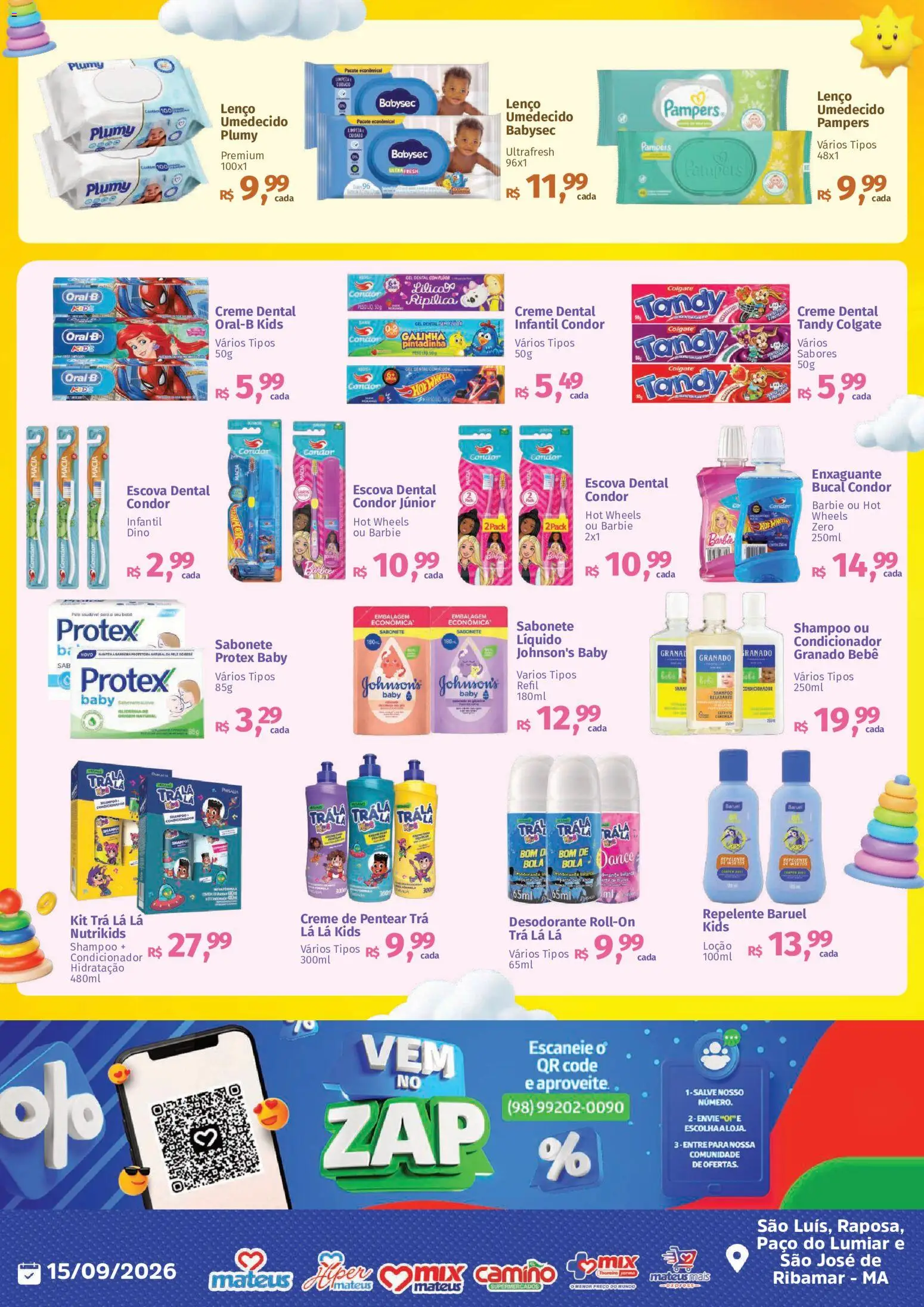 Mateus Folheto - válido de 15/09/2026 | Página: 2 | Produtos: Escova, Desodorante, Lenço umedecido, Creme dental