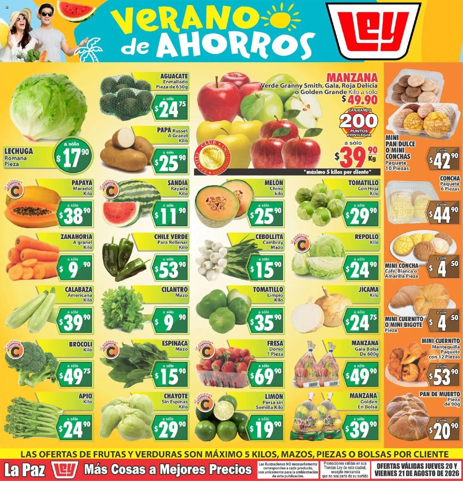 Nuevas ofertas de Casa Ley válidas en toda la República Mexicana desde el 20/08/2026. ¡Encuentra las mejores ofertas en Casa Ley folleto Las ofertas de frutas y verdunas! | Página: 1 | Productos: Cuernito, Apio, Mantequilla, Dulce