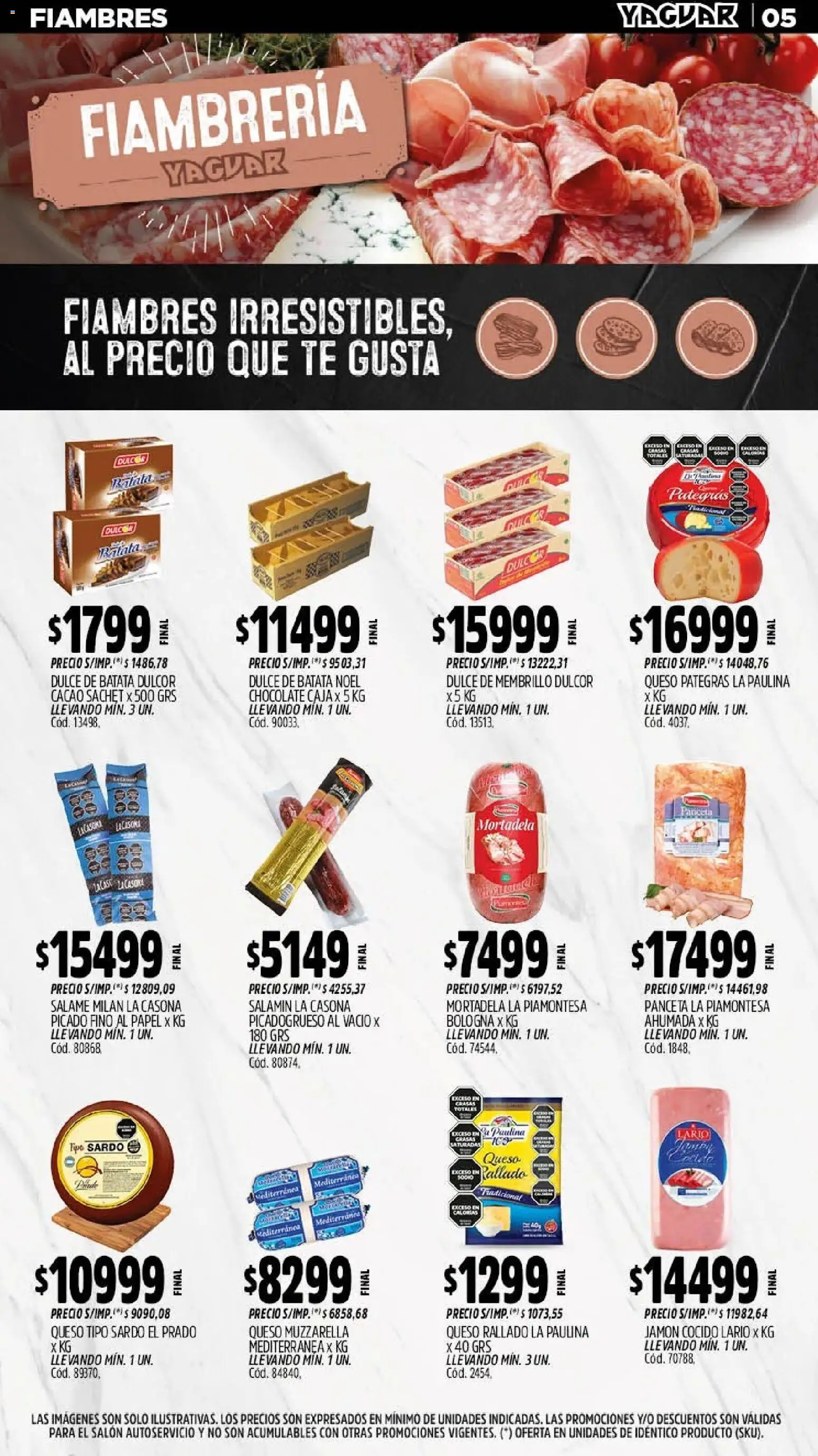 Yaguar - Oferta Semanal Chaco │ válido desde el 11.05.2026 | Página: 5 | Productos: Jamón cocido, Mortadela, Queso, Té