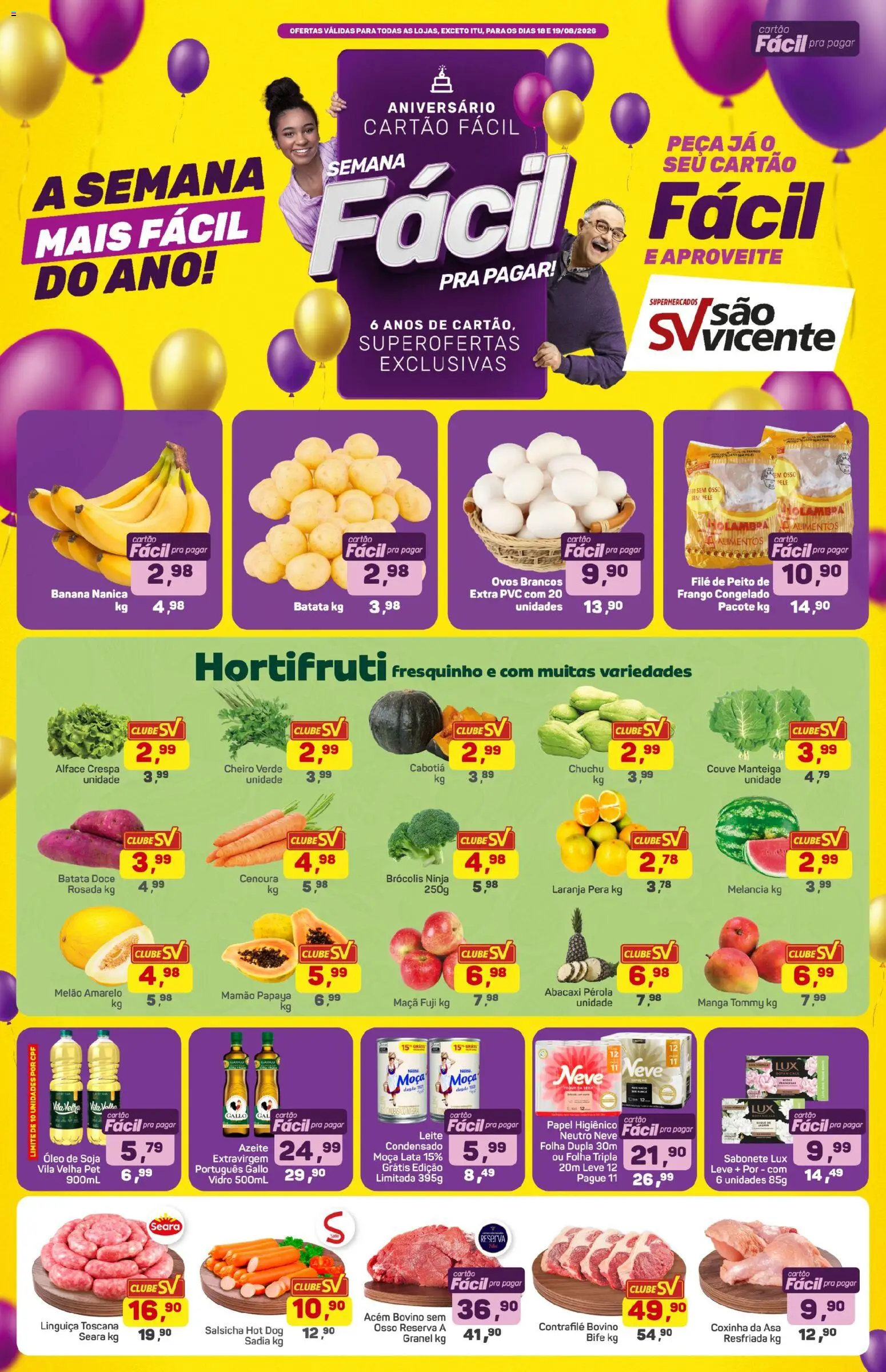Supermercados São Vicente Folheto - válido de 18/08/2026 | Página: 1 | Produtos: Alimentos, Manga, Alface, Frango