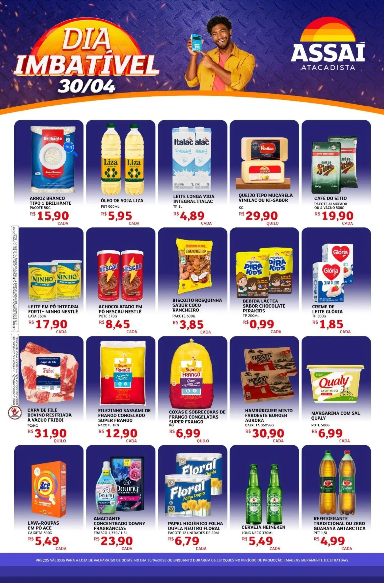 Assaí Atacadista Folheto - válido de 30.04.2026 | Página: 1 | Produtos: Nescau, Muçarela, Heineken, Papel higiênico