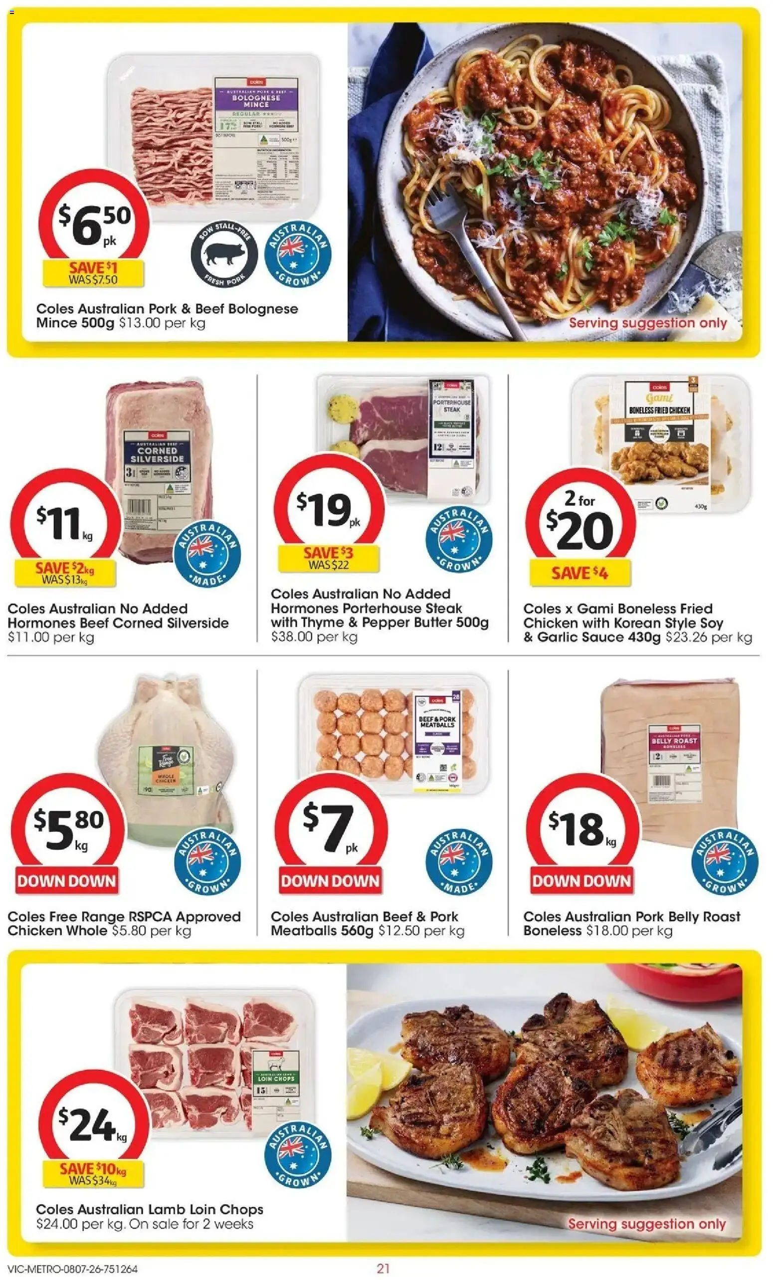 Coles catalogue - valid from 07/07/2026 | Page: 21 | Products: Pork, Beef, Steak, Pepper