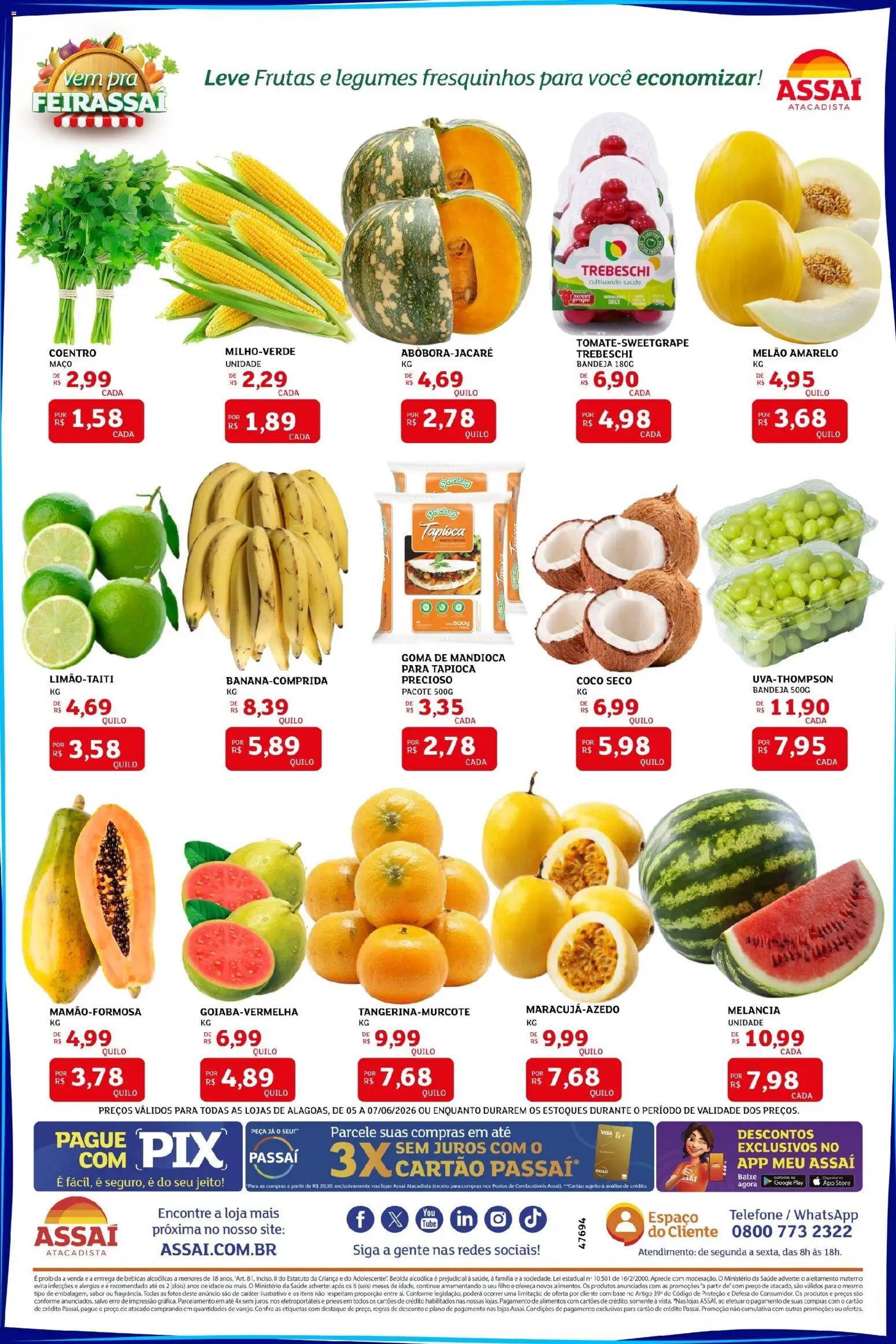 Assaí Atacadista Folheto - válido de 05.06.2026 | Página: 3 | Produtos: Tapioca, Pneus, Base, Bandeja