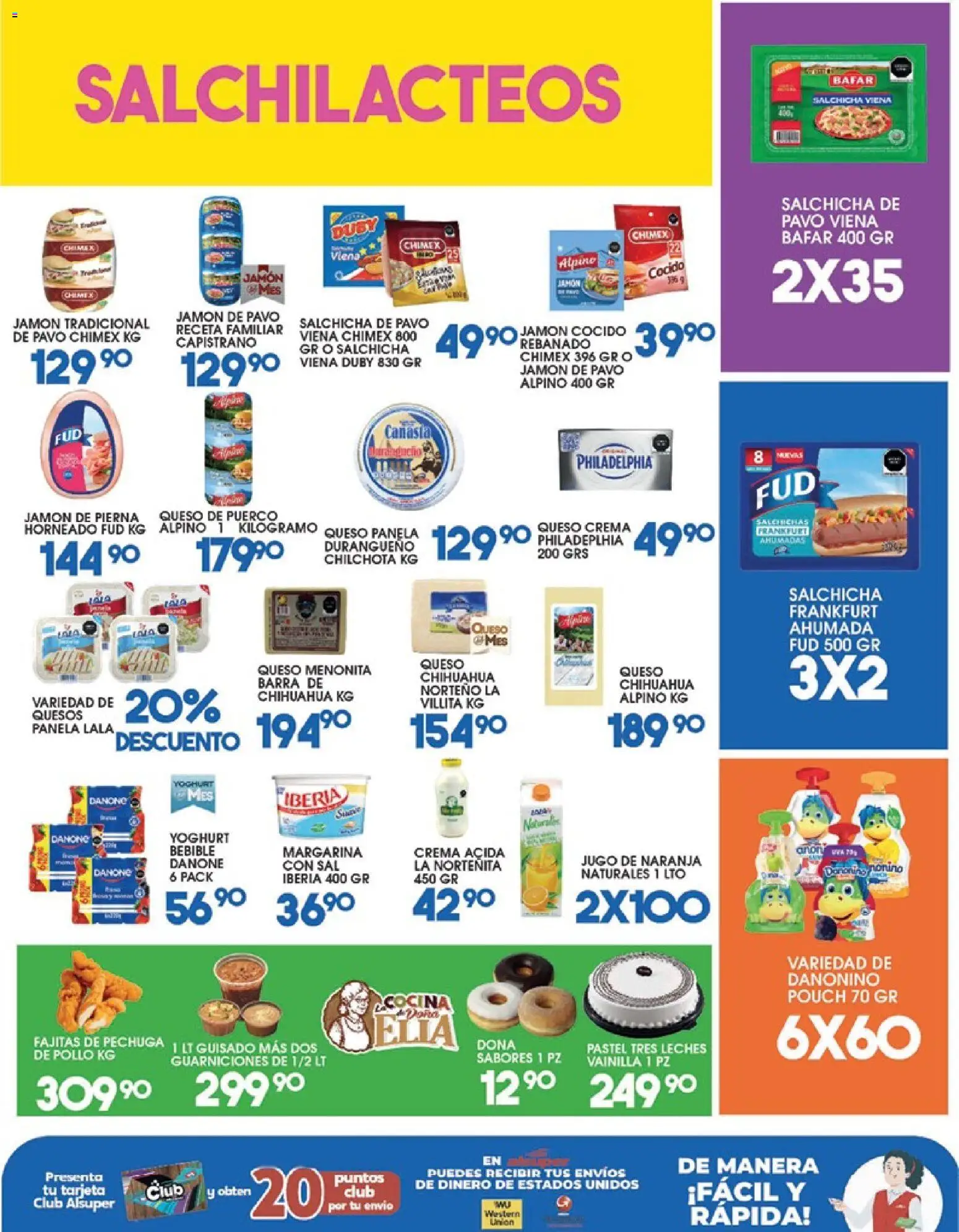 Nuevas ofertas de Alsuper válidas en toda la República Mexicana desde el 26.05.2026. ¡Encuentra las mejores ofertas en Alsuper folleto Saltillo! | Página: 3 | Productos: Pollo, Salchicha, Queso crema, Cocina