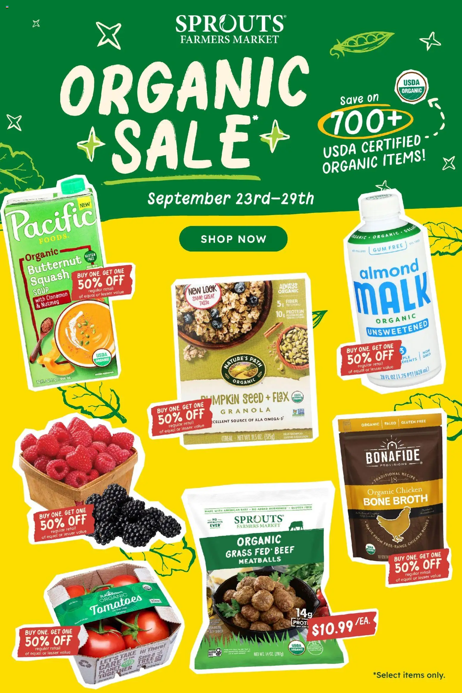 Sprouts Weekly Ad - valid from 09/23/2026 | Page: 1 | Products: Squash, Protein, Beef, Cereal