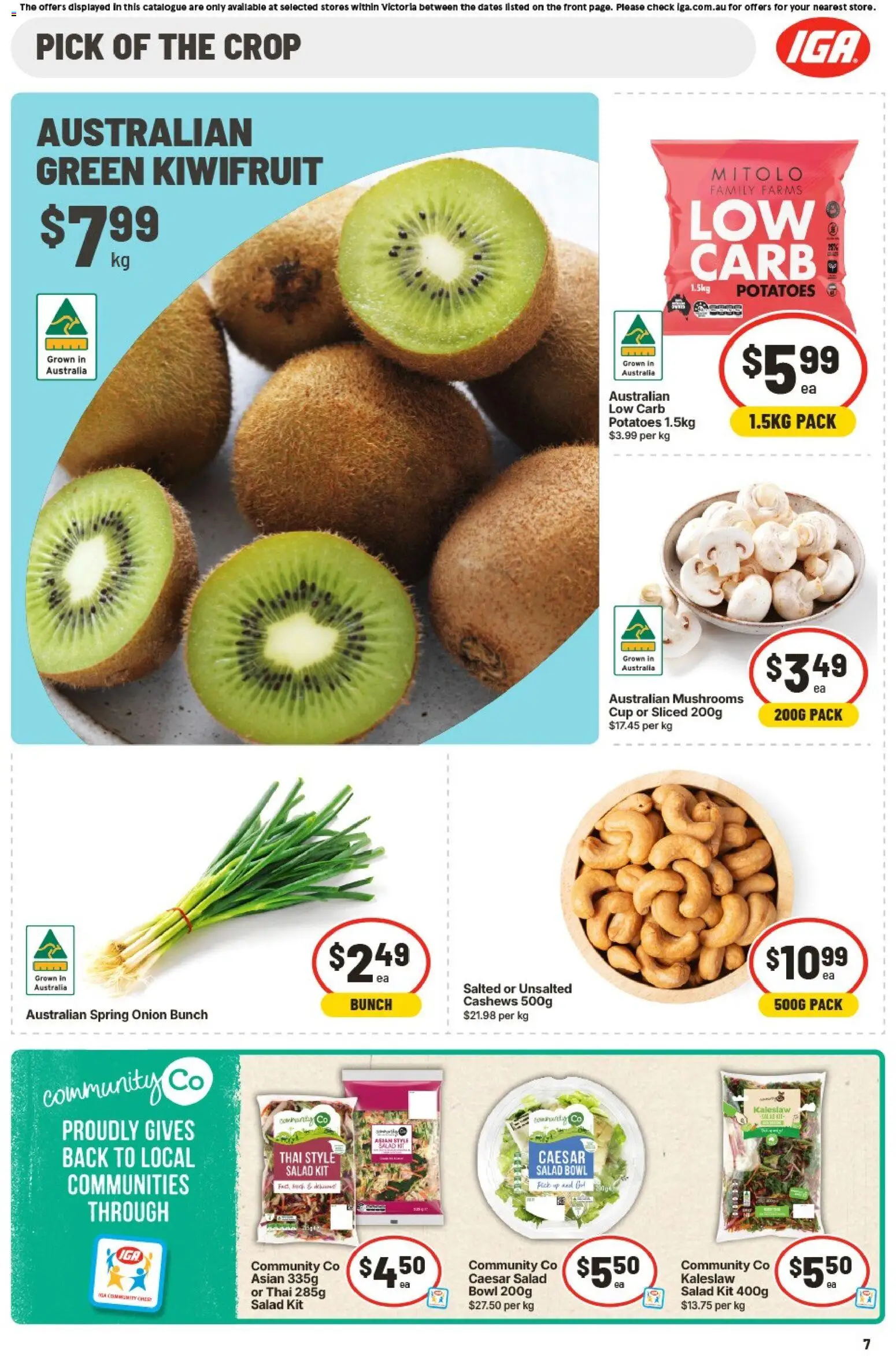 IGA catalogue - valid from 17.06.2026 | Page: 7 | Products: Mushrooms, Kiwifruit, Salad, Potatoes