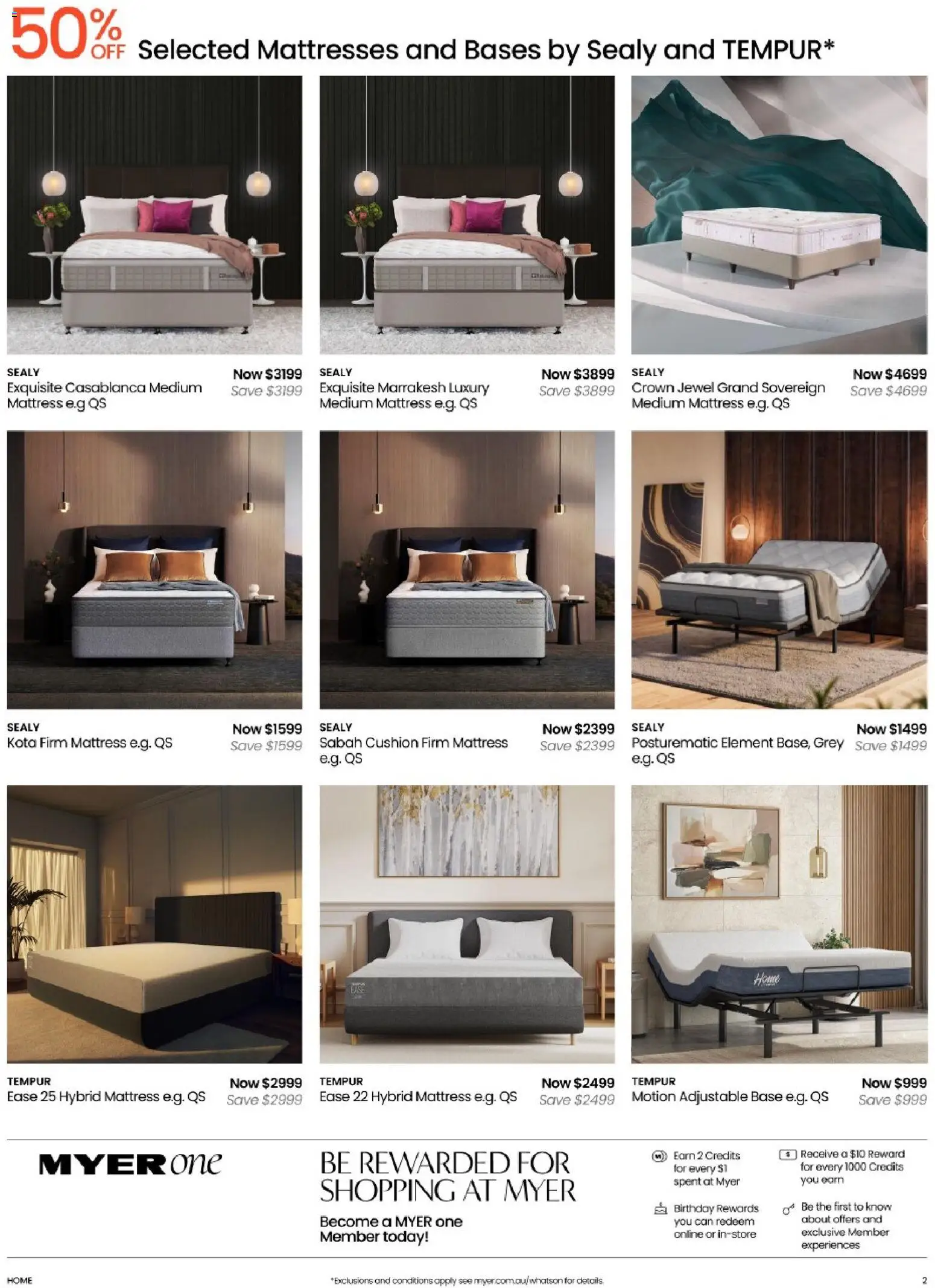 Myer catalogue - valid from 09/08/2026 | Page: 2 | Products: Cushion, Mattresses, Mattress