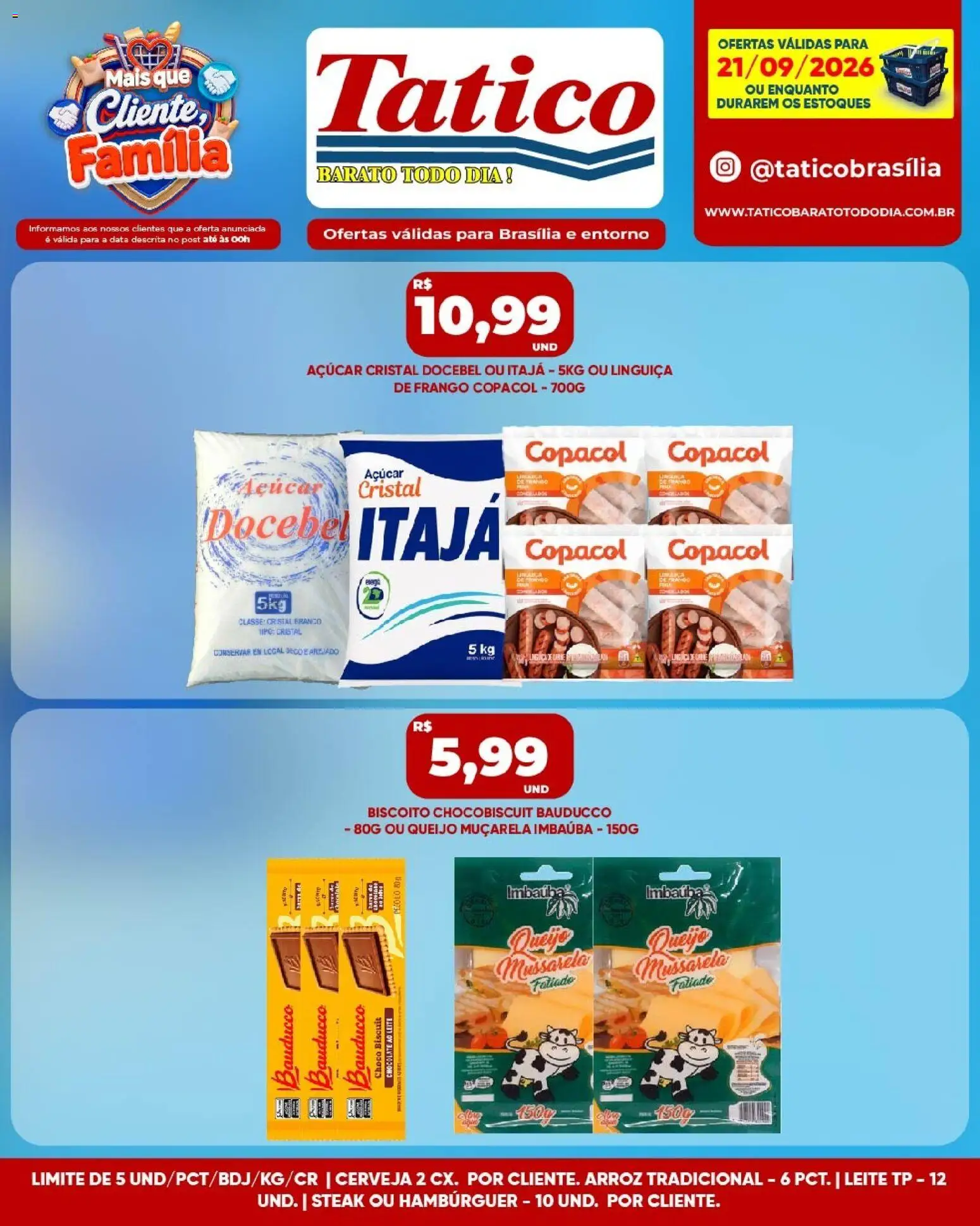 Tatico Folheto - válido de 21/09/2026 | Página: 7 | Produtos: Queijo muçarela, Leite, Muçarela, Açúcar