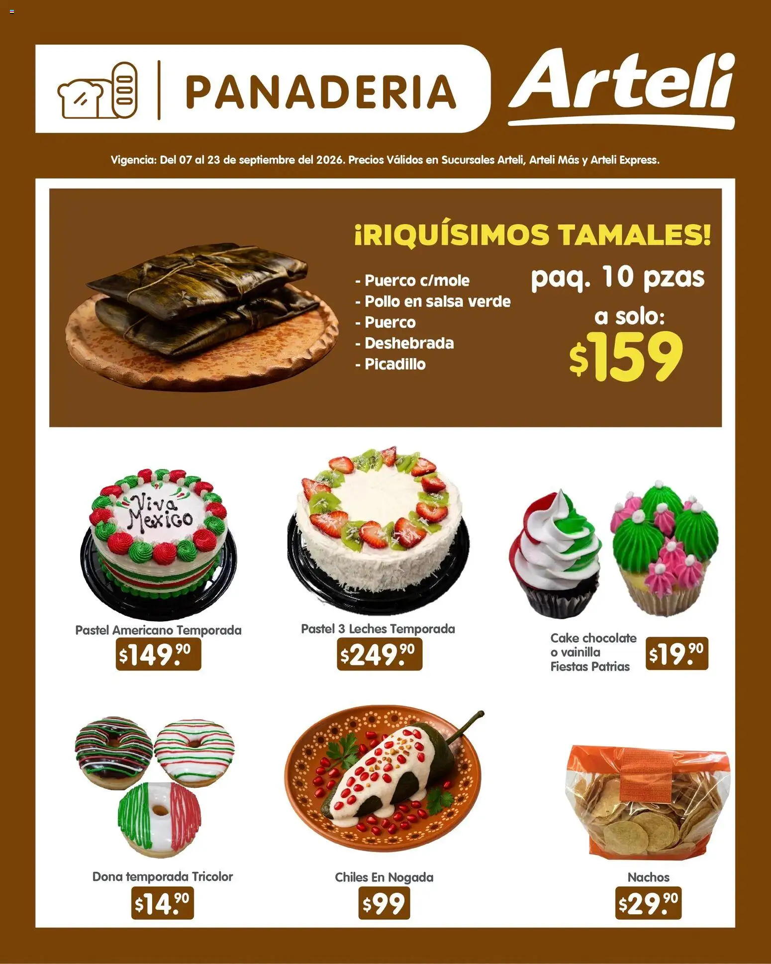 Nuevas ofertas de Arteli válidas en toda la República Mexicana desde el 07/09/2026. ¡Encuentra las mejores ofertas en Arteli folleto Quincenal! | Página: 7 | Productos: Pastel, Chocolate, Vainilla, Panadería