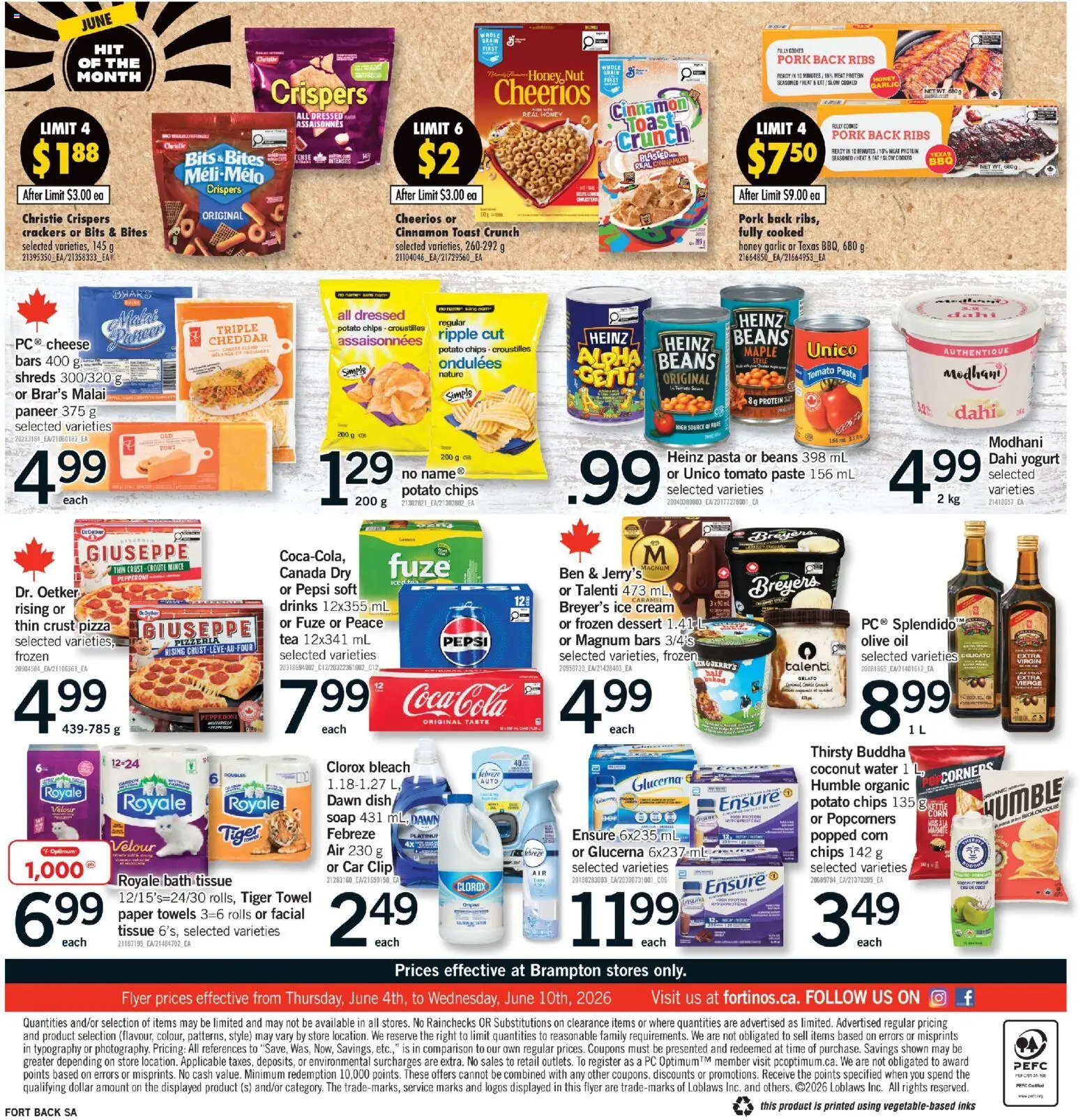 Fortinos flyer valid from 04.06.2026 | Page: 2 | Products: Tea, Ice cream, Bath, Pork