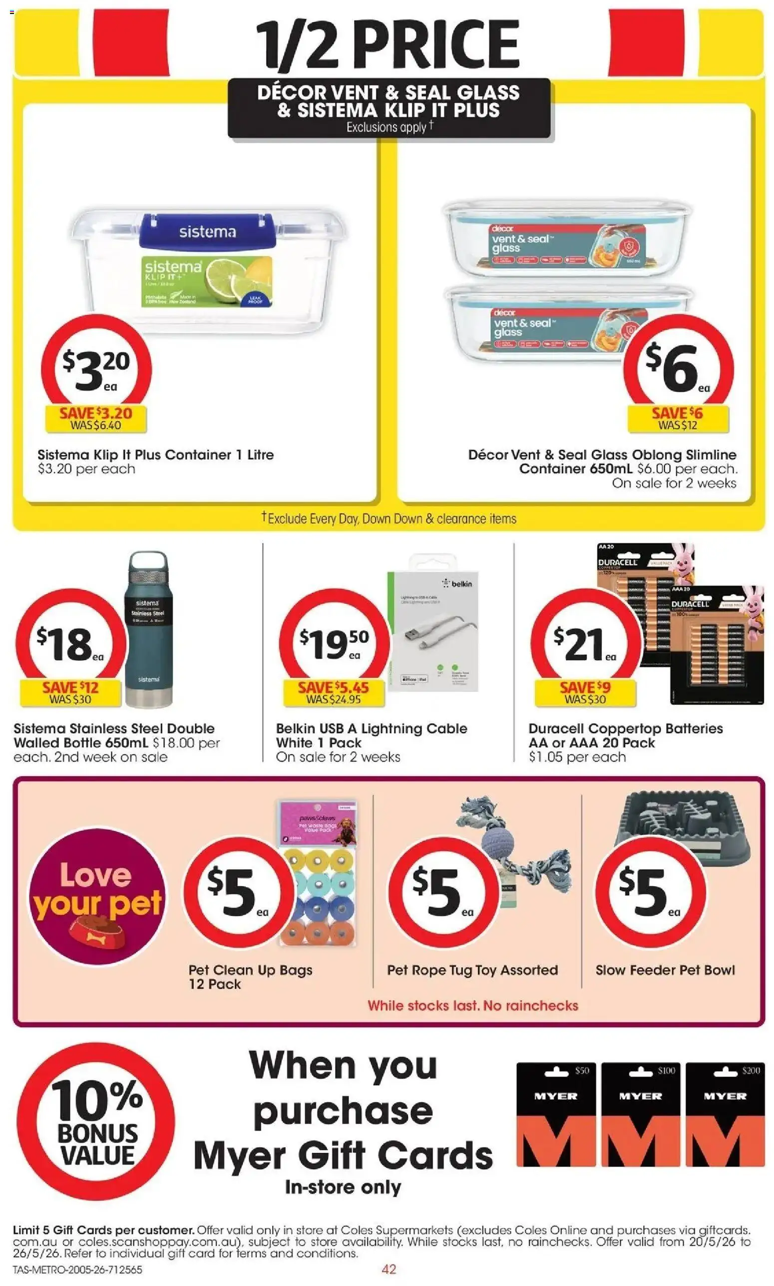 Coles catalogue - valid from 19.05.2026 | Page: 42 | Products: Decor, Batteries, Cable, Usb