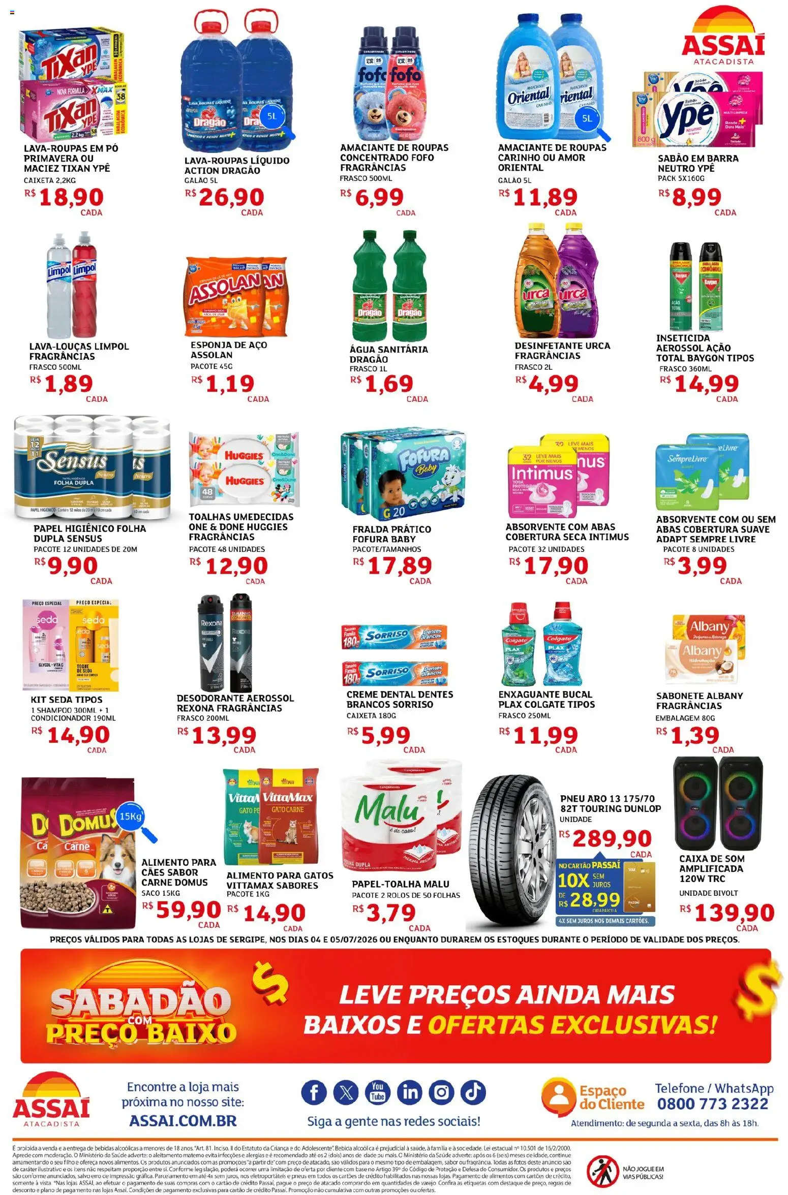 Assaí Atacadista Folheto - válido de 04/07/2026 | Página: 4 | Produtos: Caixa, Carne, Rexona, Telefone