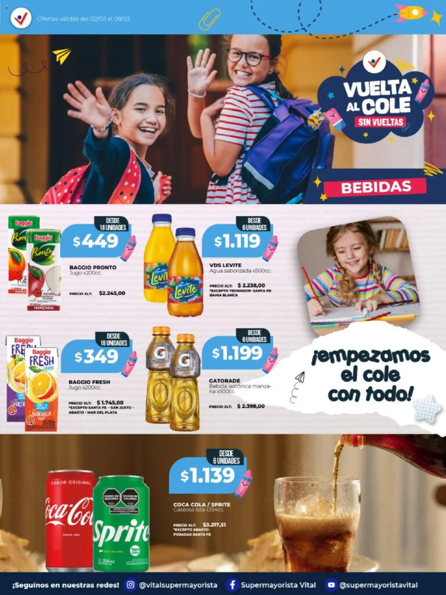Vital - Vuelta al cole │ válido desde el 09.03.2026 | Página: 8 | Productos: Gaseosa, Manzana, Agua, Jugo