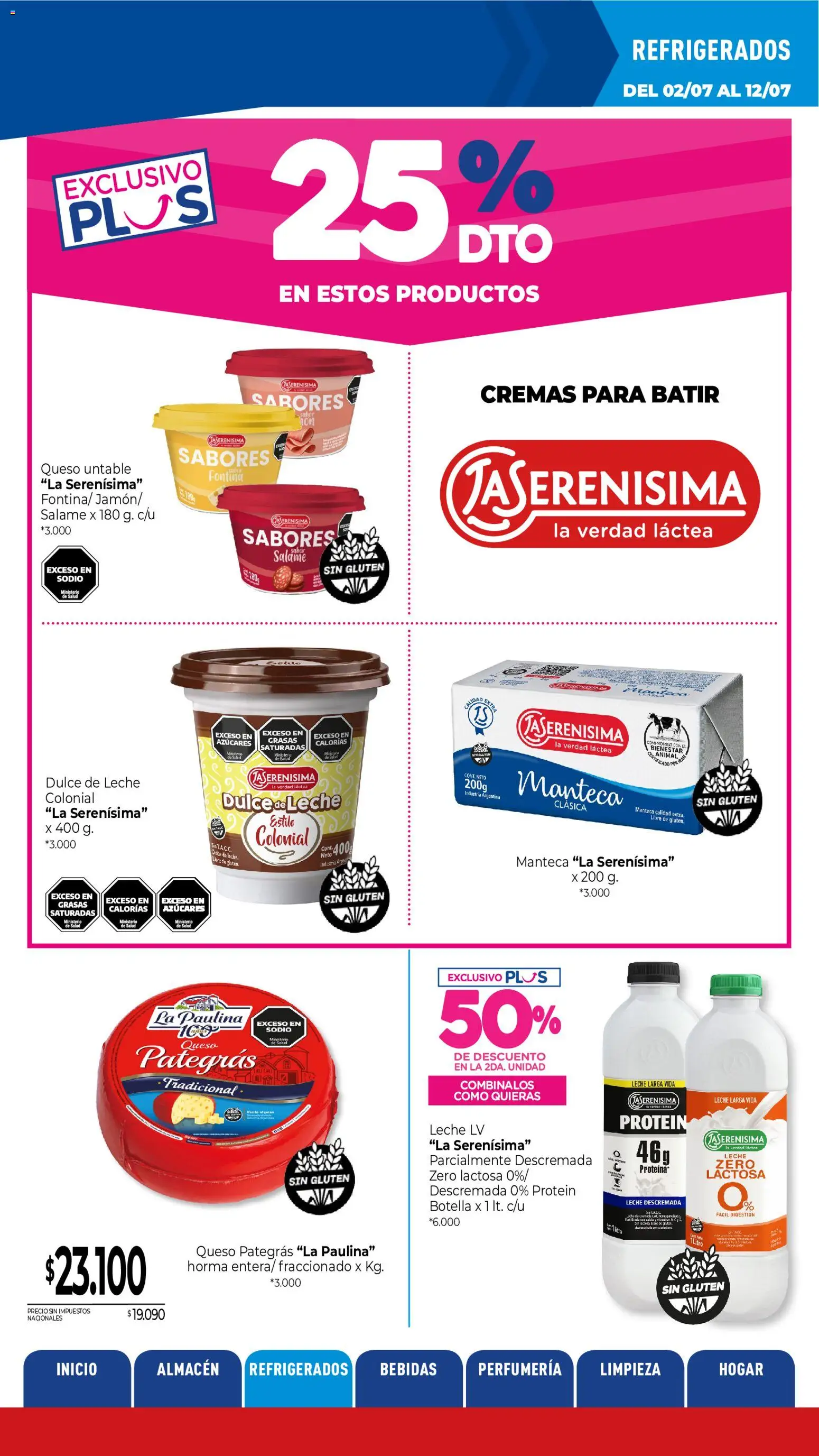 La Anonima catálogo │ válido desde el 02/07/2026 | Página: 20 | Productos: Botella, Leche, Queso, Salame
