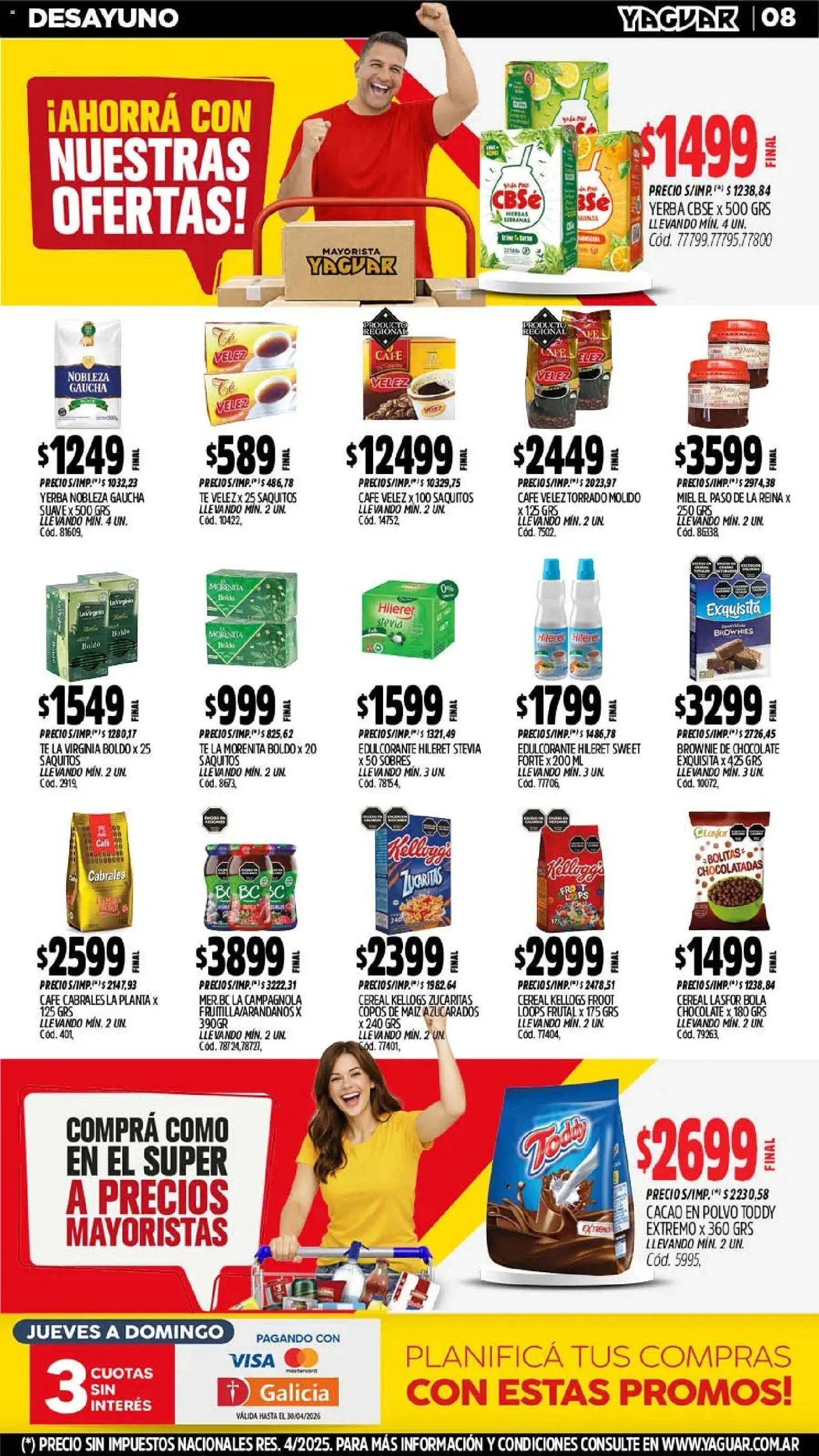 Yaguar - Oferta Semanal Jujuy │ válido desde el 11.05.2026 | Página: 8 | Productos: Polvo, Edulcorante, Café, Té