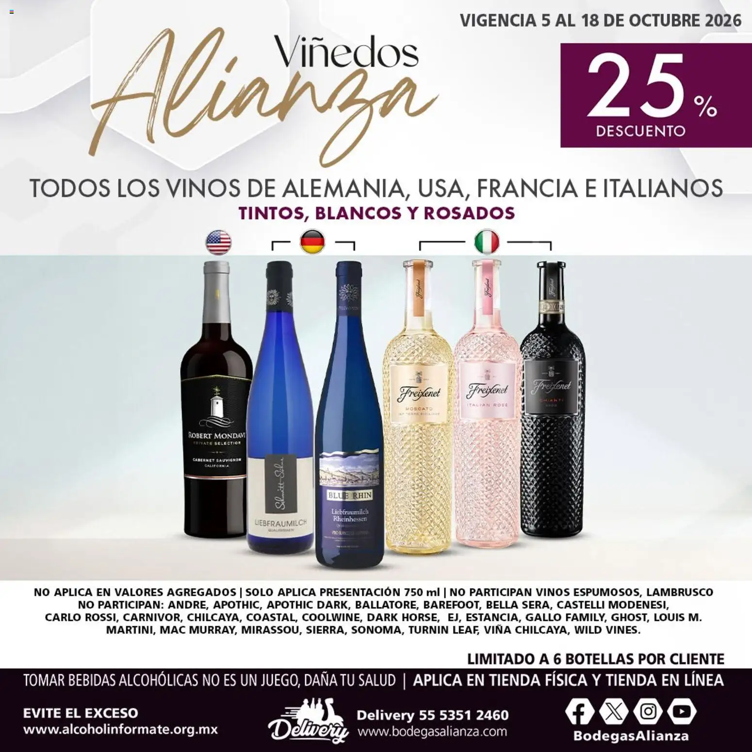 Nuevas ofertas de Bodegas Alianza válidas en toda la República Mexicana desde el 05/10/2026. ¡Encuentra las mejores ofertas en Bodegas Alianza catálogo Viñedos Alianza! | Página: 4