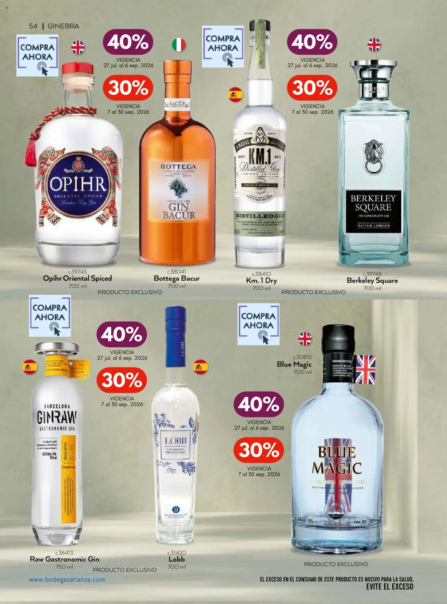 Nuevas ofertas de Bodegas Alianza válidas en toda la República Mexicana desde el 01/07/2026. ¡Encuentra las mejores ofertas en Bodegas Alianza catálogo! | Página: 56 | Productos: Gin, Ginebra