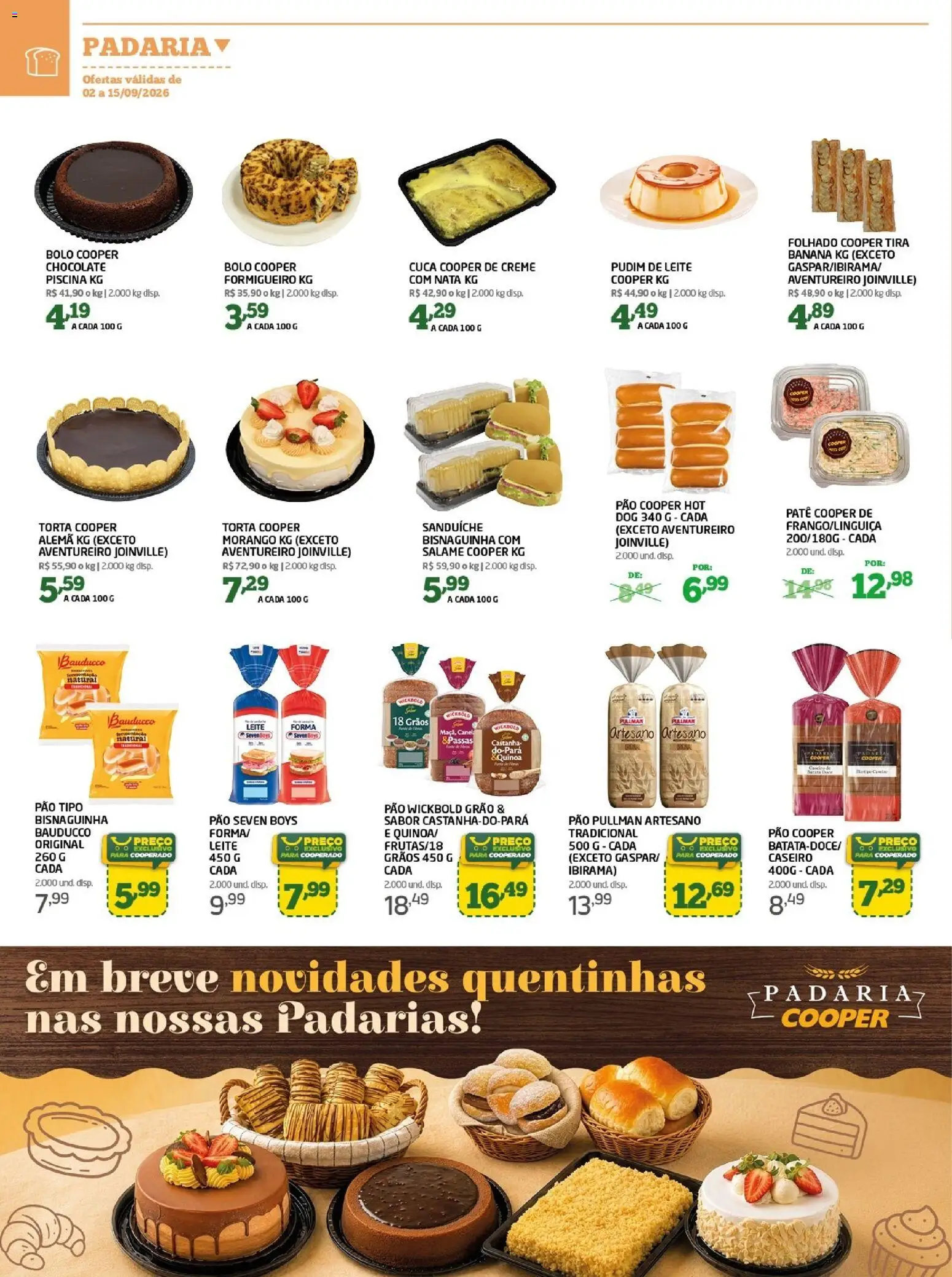Cooper Folheto - válido de 02/09/2026 | Página: 4 | Produtos: Pudim, Pão, Sanduíche, Creme