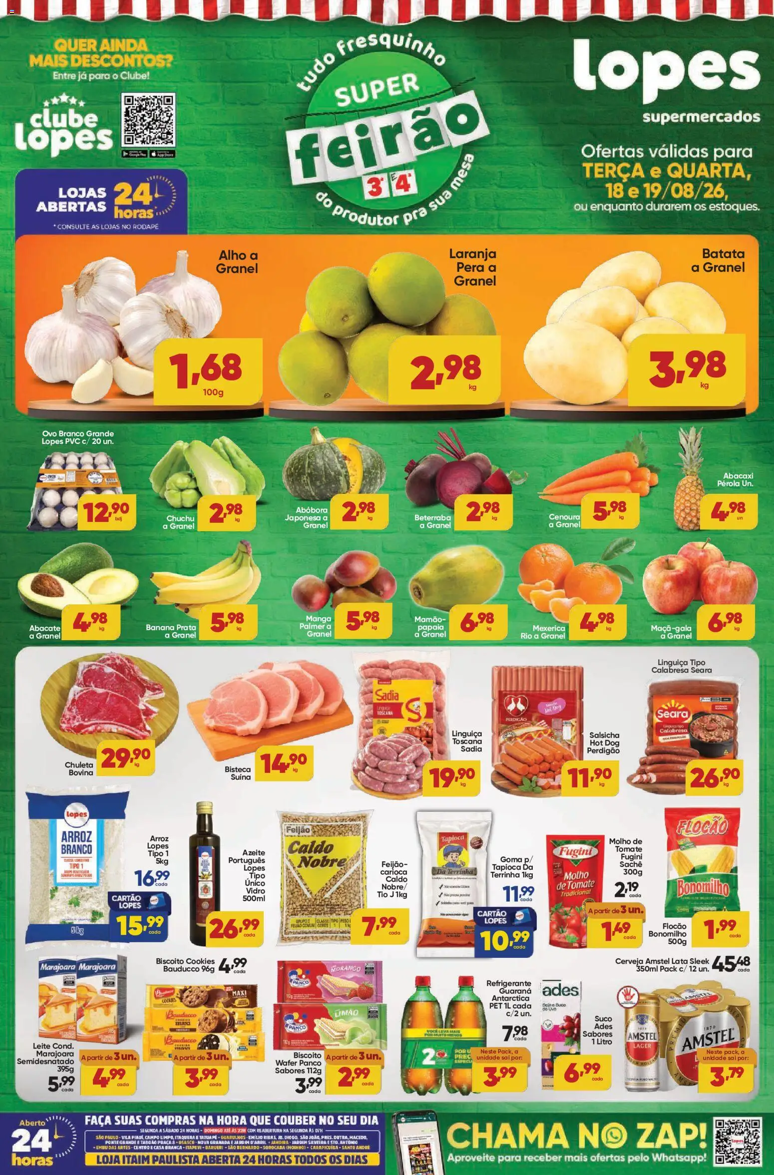 Lopes Supermercados Folheto - válido de 18/08/2026 | Página: 1 | Produtos: Abóbora, Alho, Tomate, Feijão