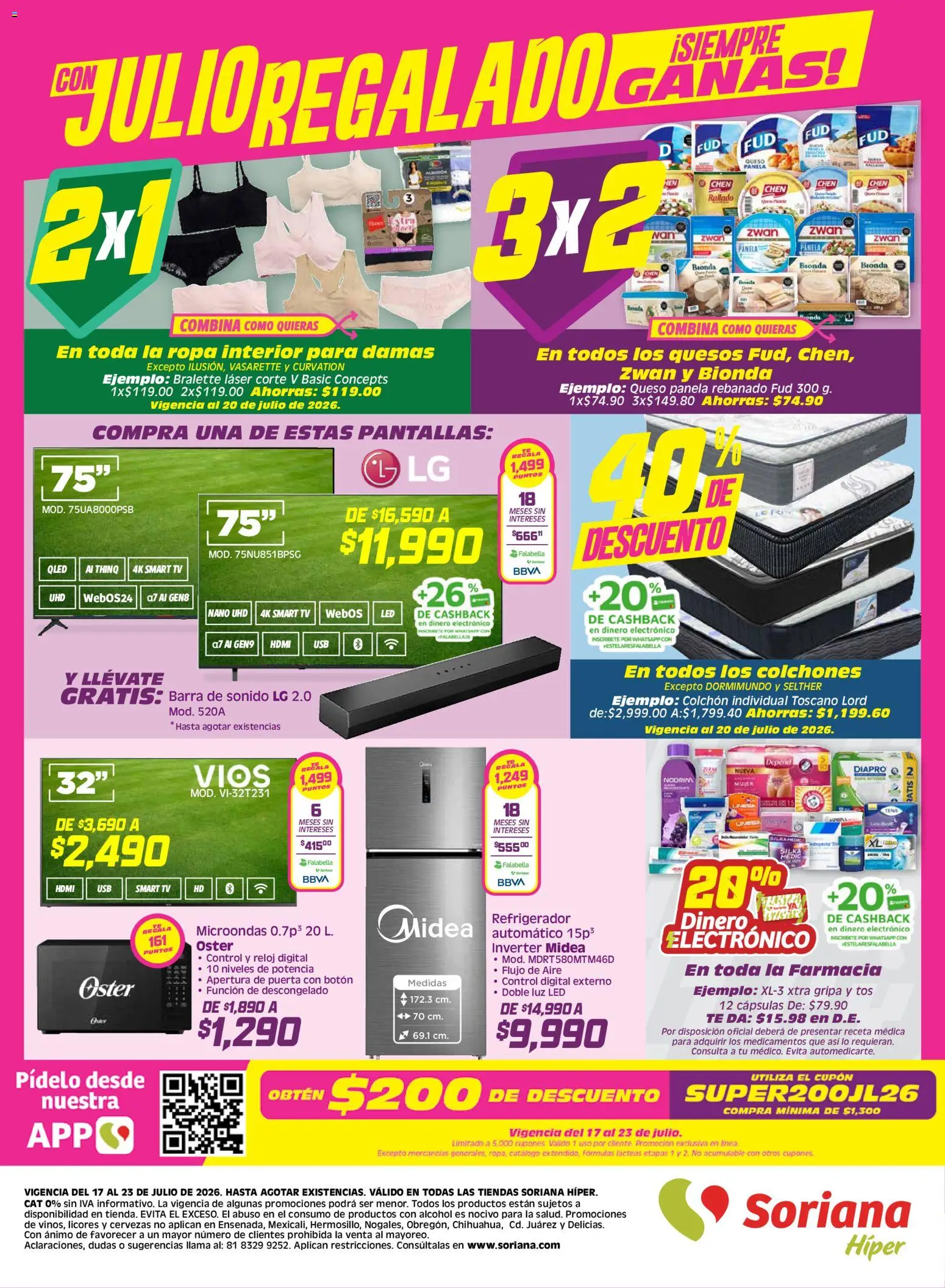 Nuevas ofertas de Soriana válidas en toda la República Mexicana desde el 17/07/2026. ¡Encuentra las mejores ofertas en Soriana folleto! | Página: 8 | Productos: Ropa, Colchón, Té, Reloj
