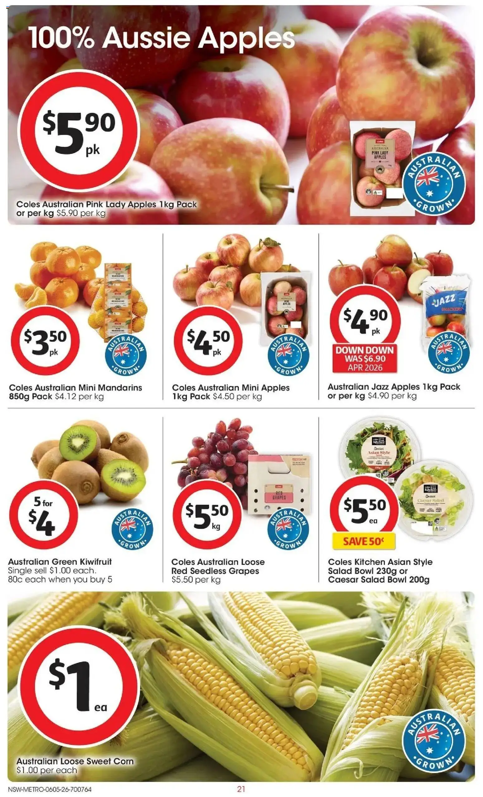Coles catalogue - valid from 05.05.2026 | Page: 21 | Products: Apples, Mandarins, Salad, Grapes