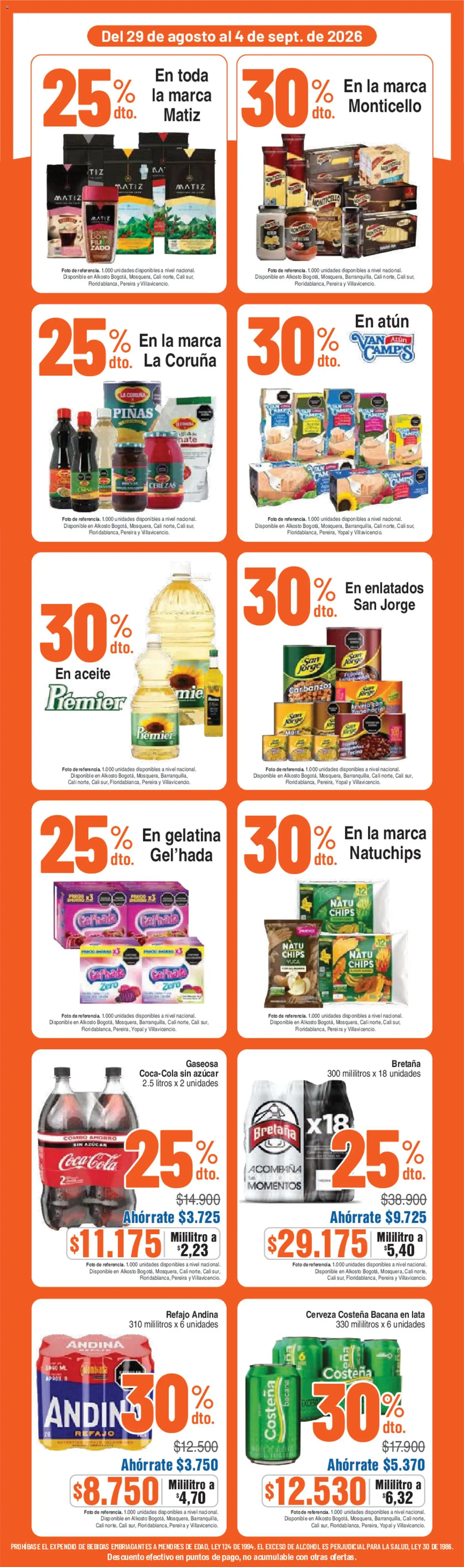 Alkosto revista - valida desde el 29/08/2026 | Página: 3 | Productos: Bebidas, Gaseosa, Aceite, Cerveza