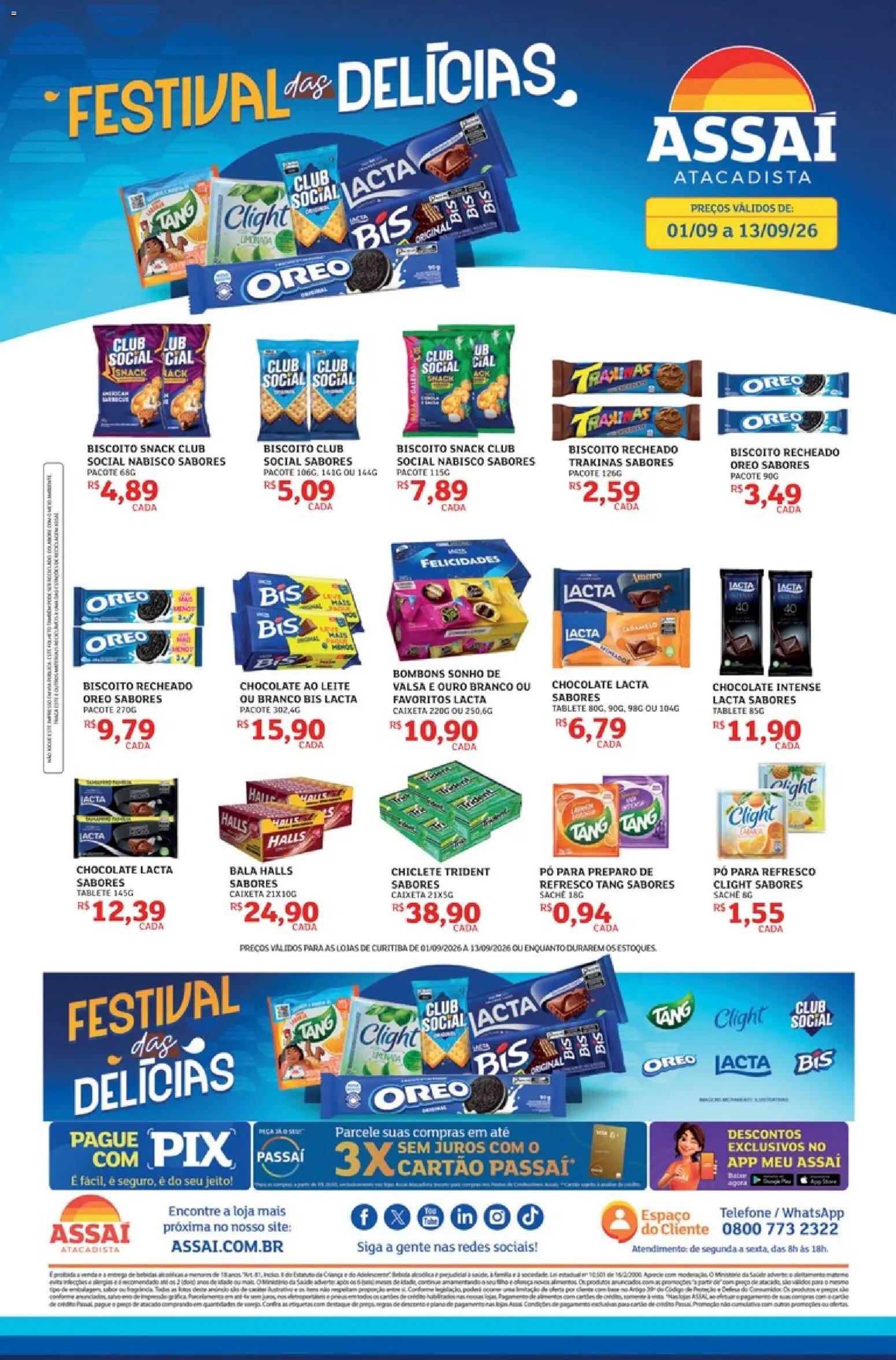 Assaí Atacadista Folheto - válido de 01/09/2026 | Página: 1 | Produtos: Pó, Chocolate, Telefone, Biscoito recheado