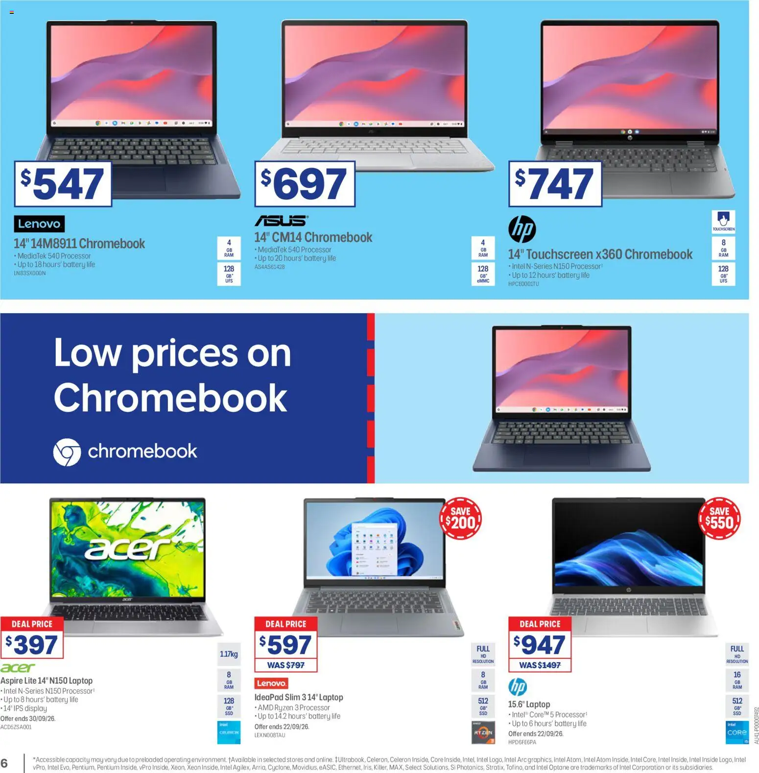 Officeworks catalogue - valid from 08/09/2026 | Page: 7 | Products: Battery, Laptop