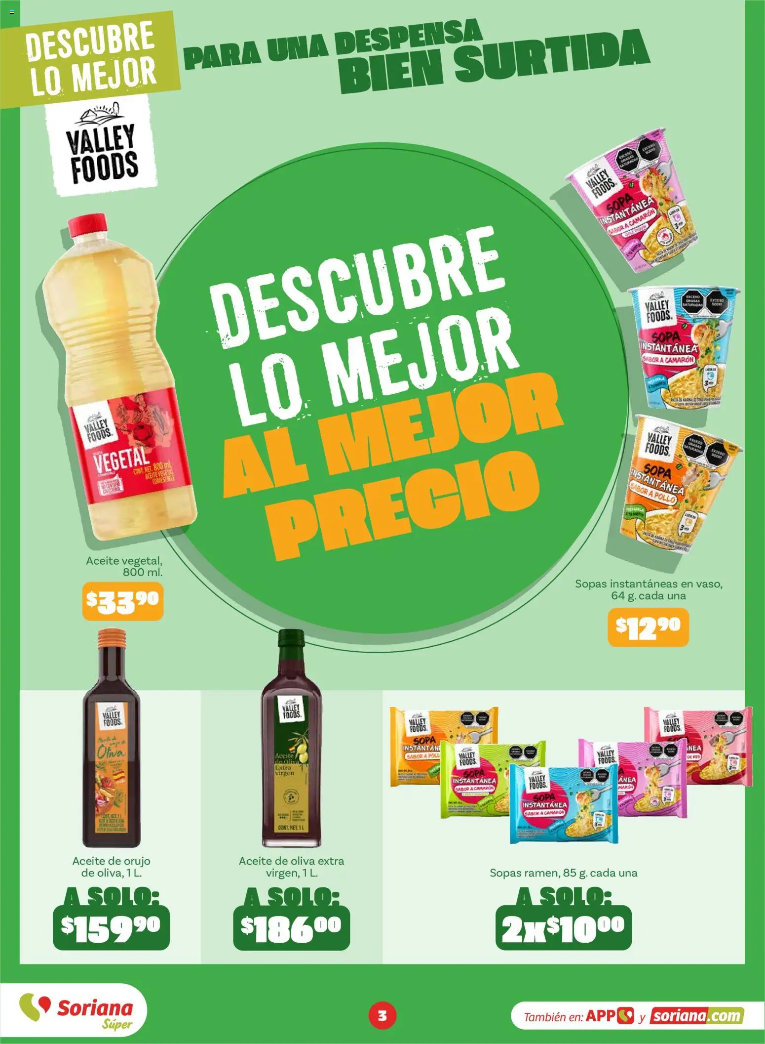 Nuevas ofertas de Soriana válidas en toda la República Mexicana desde el 18/09/2026. ¡Encuentra las mejores ofertas en Soriana Descubre lo mejor al mejor precio Súper Nacional! | Página: 3 | Productos: Pollo, Aceite vegetal, Sopas, Despensa