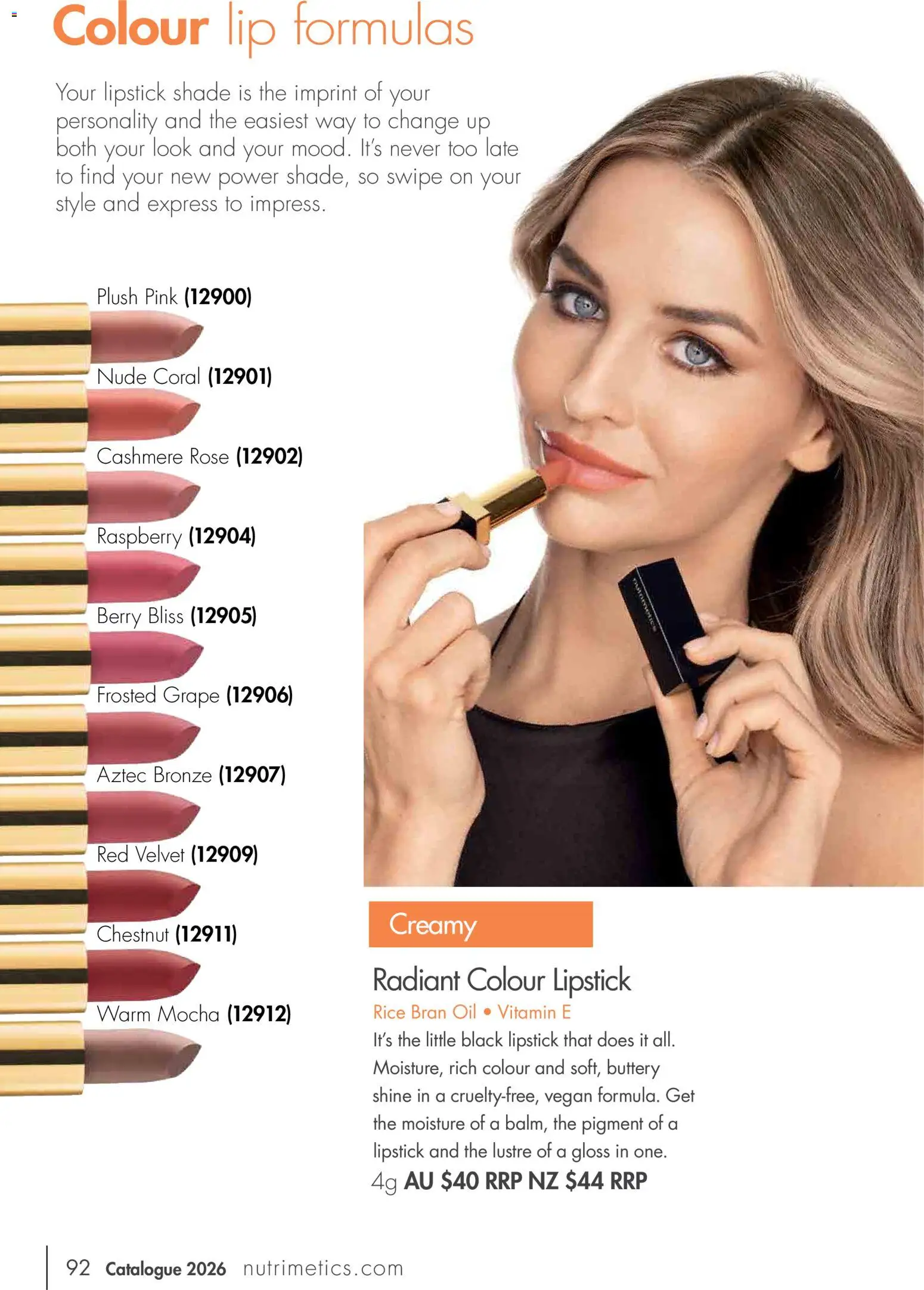 Nutrimetics catalogue - valid from 01/01/2026 | Page: 92 | Products: Lipstick, Rice, Raspberry