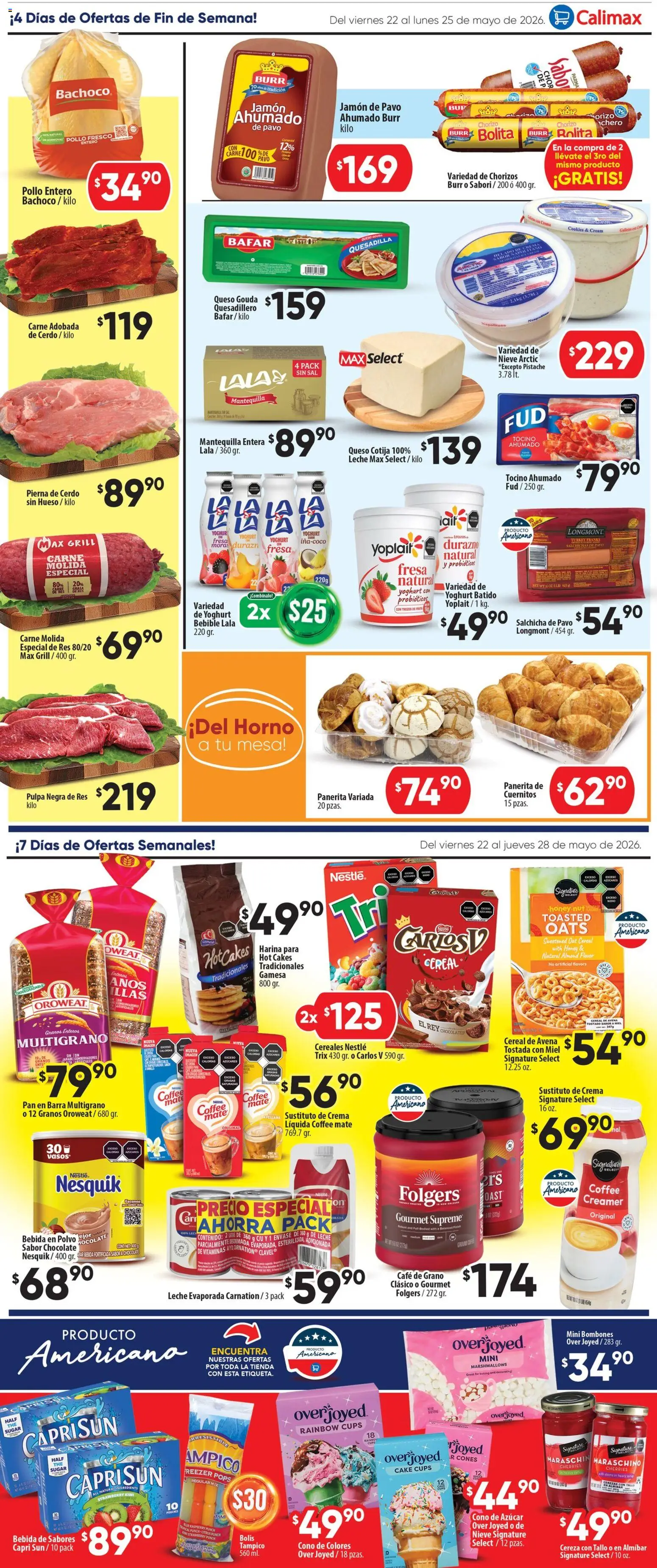 Nuevas ofertas de Calimax válidas en toda la República Mexicana desde el 22.05.2026. ¡Encuentra las mejores ofertas en Calimax folleto Tijuana! | Página: 2 | Productos: Bombones, Horno, Res, Polvo
