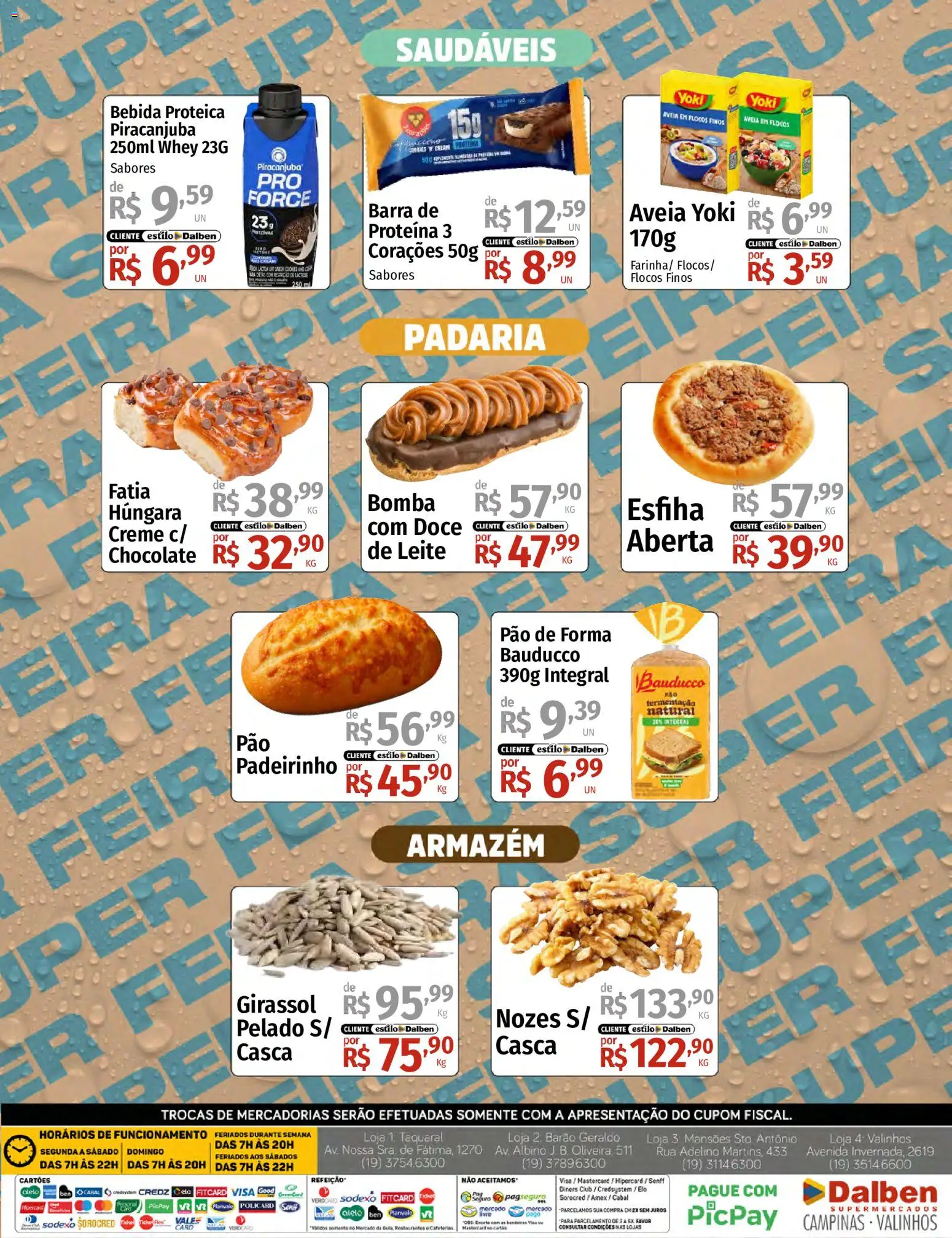 Supermercado Dalben Folheto - válido de 04.05.2026 | Página: 4 | Produtos: Leite, Pão, Flocos, Aveia