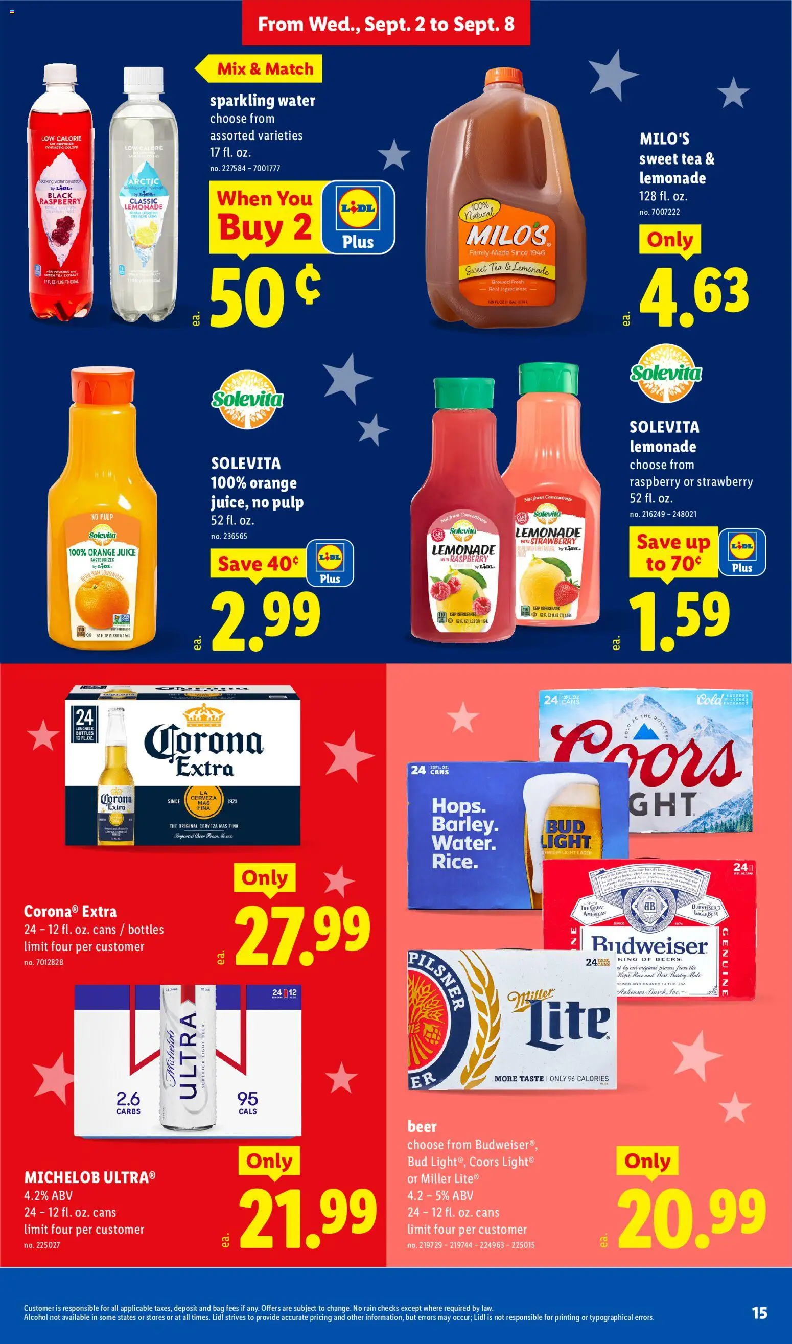 Lidl Weekly Ad - valid from 09/02/2026 | Page: 15 | Products: Juice, Water, Raspberry, Lemonade
