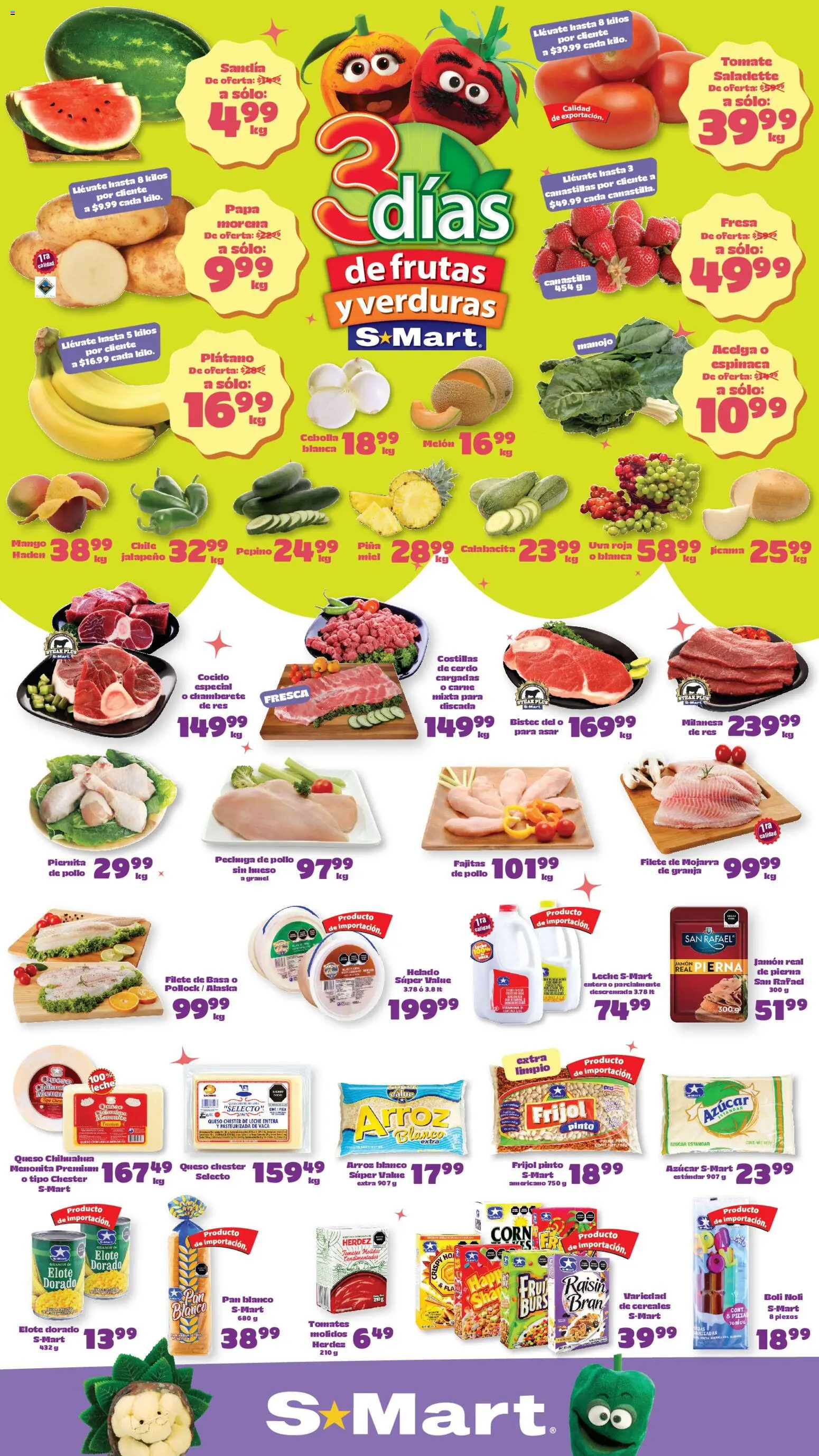 Nuevas ofertas de S-Mart válidas en toda la República Mexicana desde el 19.05.2026. ¡Encuentra las mejores ofertas en S-Mart folleto Nuevo Laredo! | Página: 1 | Productos: Leche, Queso, Arroz, Tomates