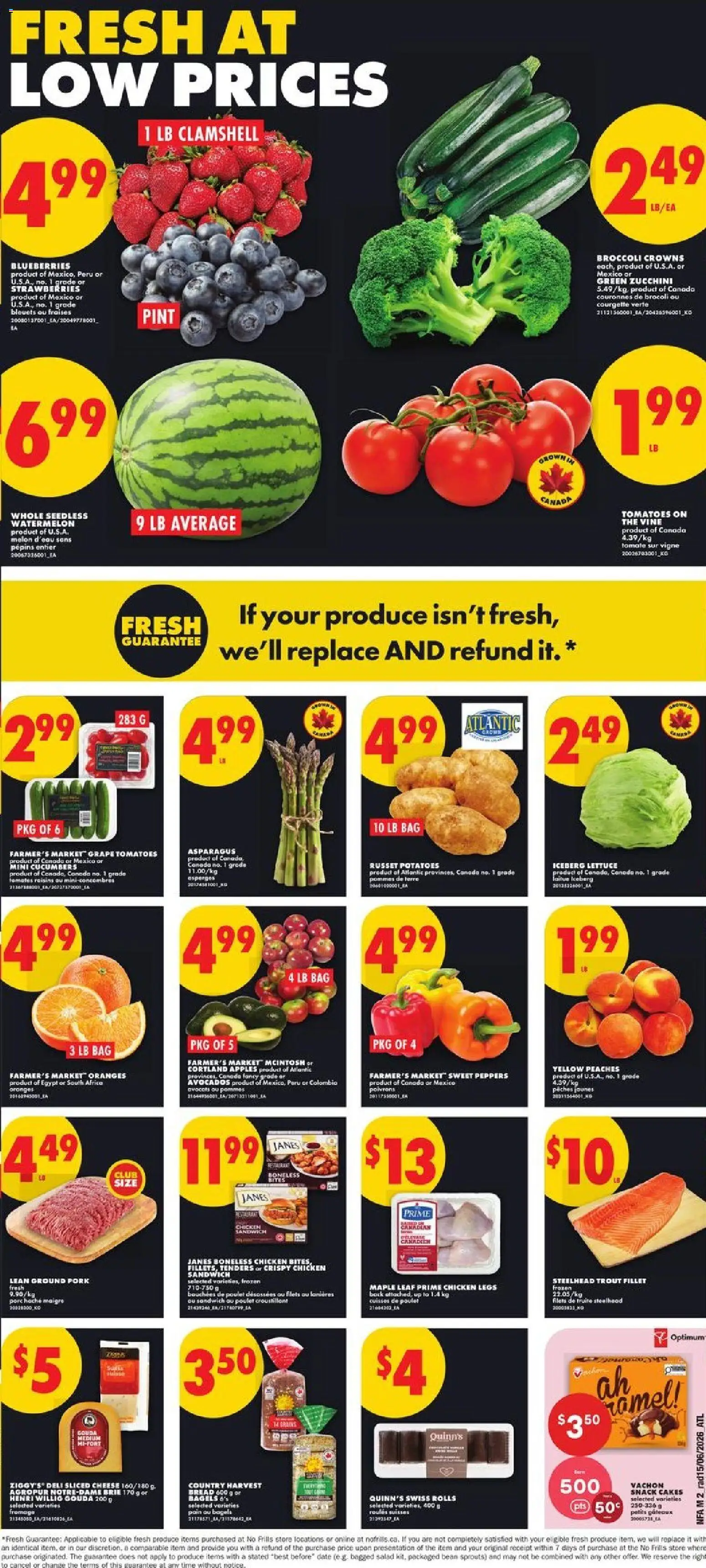 No Frills flyer valid from 18.06.2026 | Page: 2 | Products: Fish, Cucumbers, Potatoes, Tomatoes