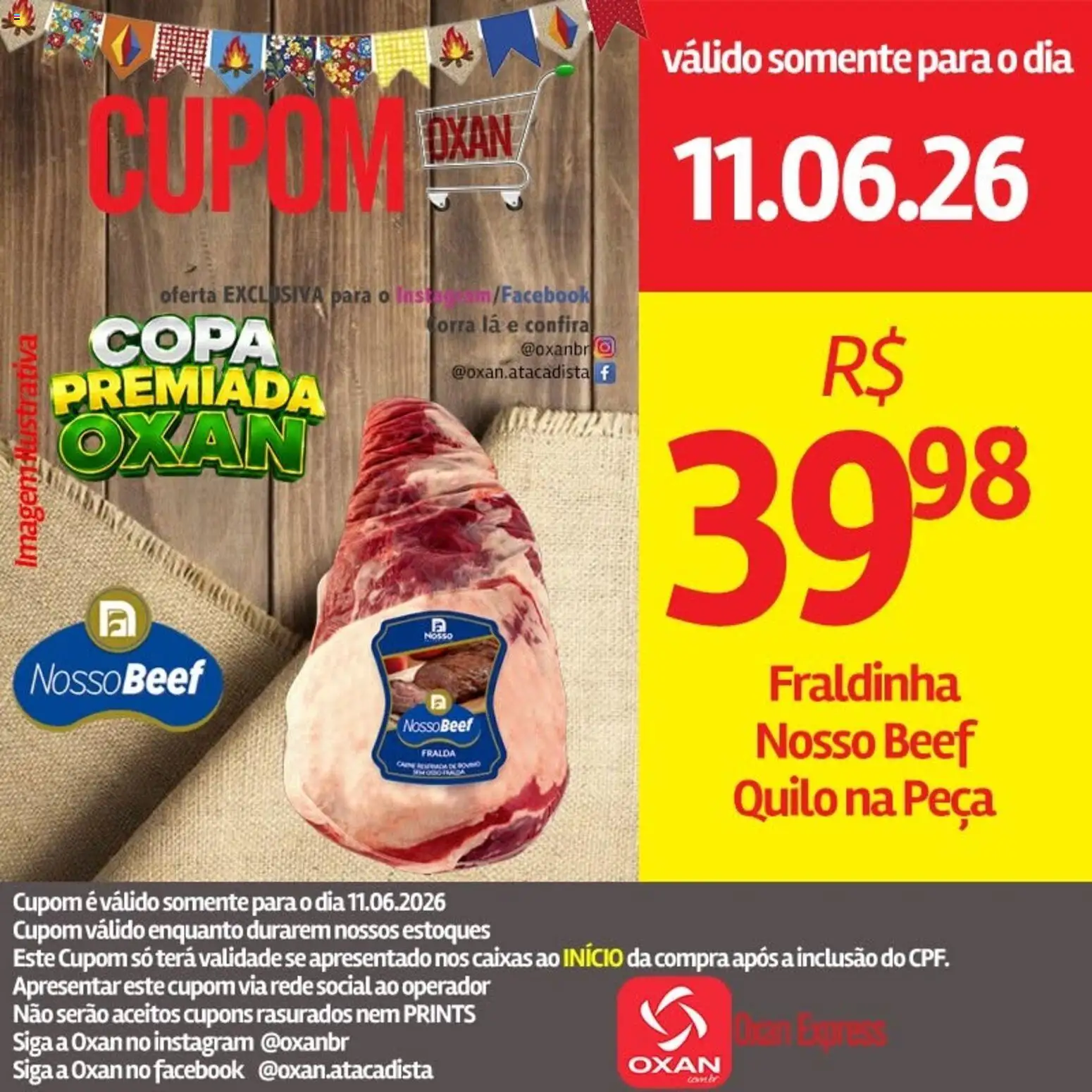 Oxan Atacadista Folheto - válido de 11.06.2026 | Página: 21 | Produtos: Fraldinha, Copa, Carne