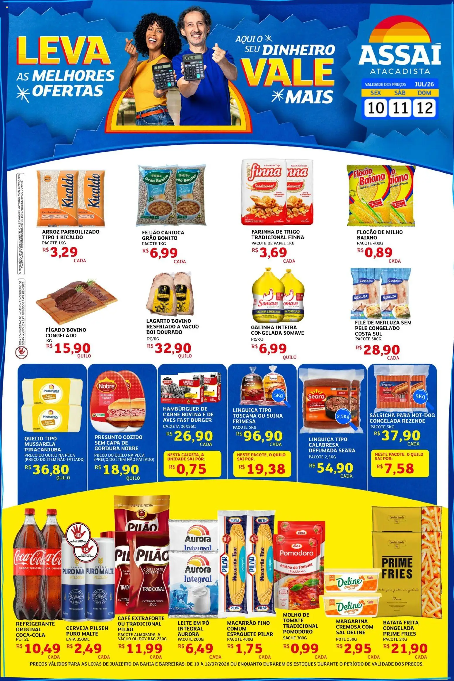 Assaí Atacadista Folheto - válido de 10/07/2026 | Página: 1 | Produtos: Salsicha, Queijo, Cerveja, Batata frita