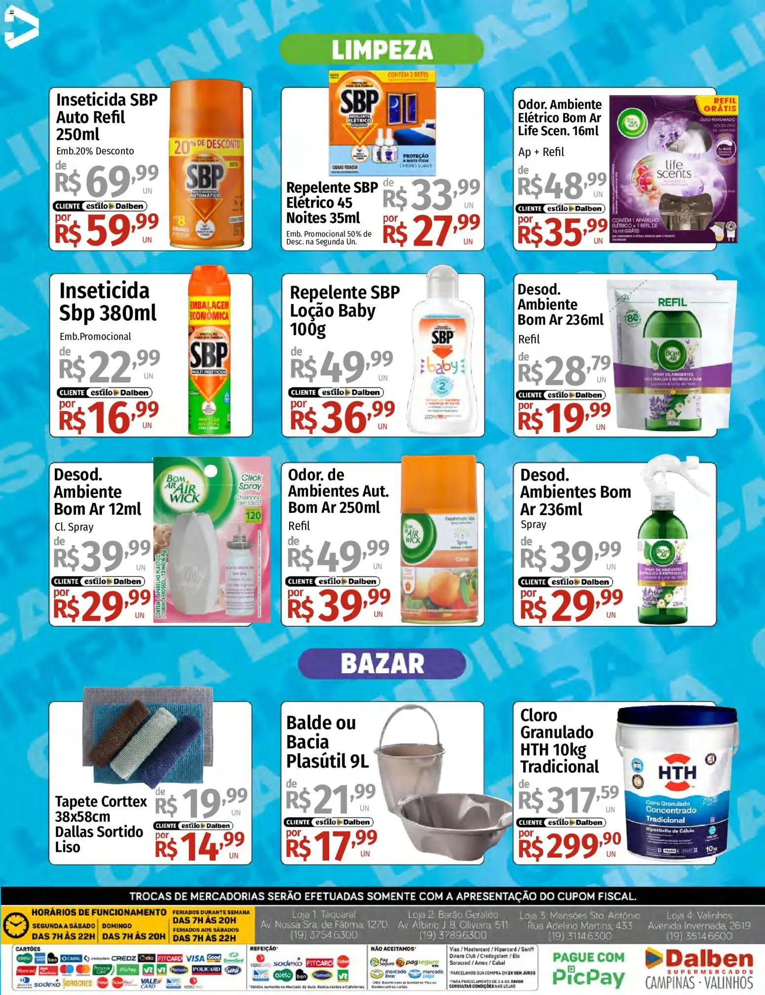 Supermercado Dalben Folheto - válido de 18.05.2026 | Página: 6 | Produtos: Talco, Doces, Inseticida, Balde