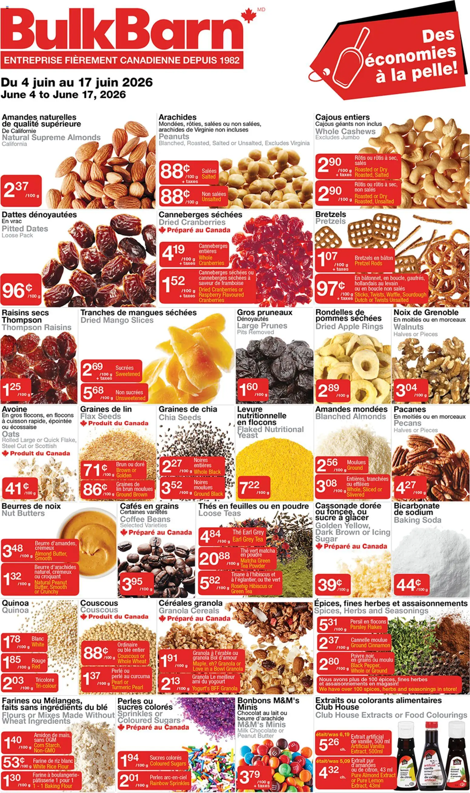 Bulk Barn flyer valid from 04.06.2026 | Page: 1 | Products: Tea, Flakes, Butter, Coffee